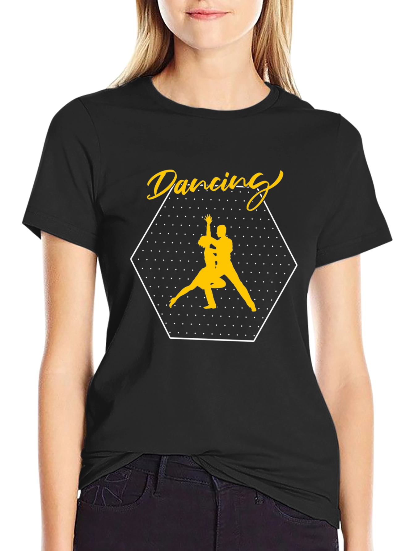 Dancing Couple Graphic Tee - Stylish Black T-Shirt