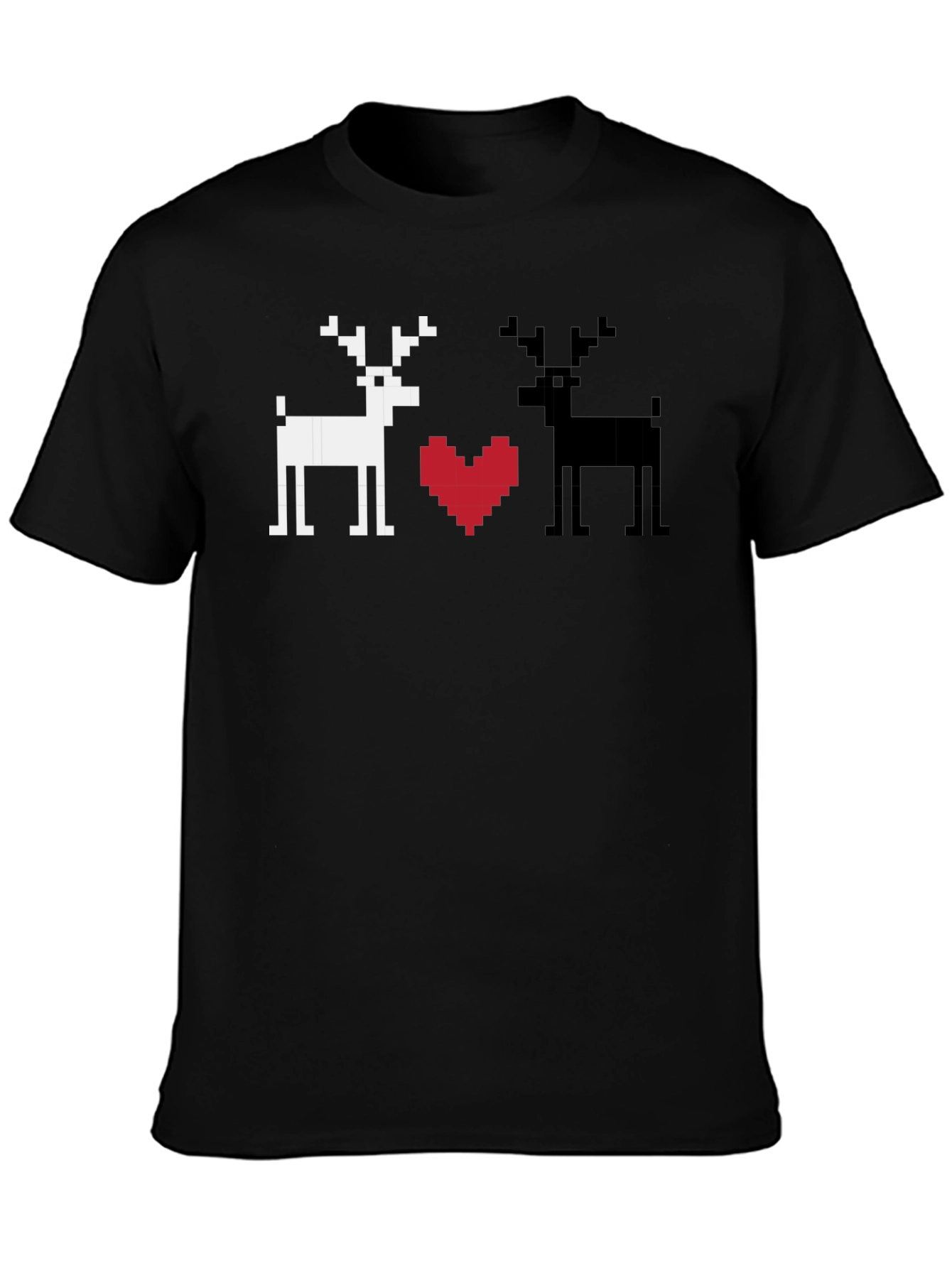 Pixel Deer Love T-Shirt - Black Graphic Tee