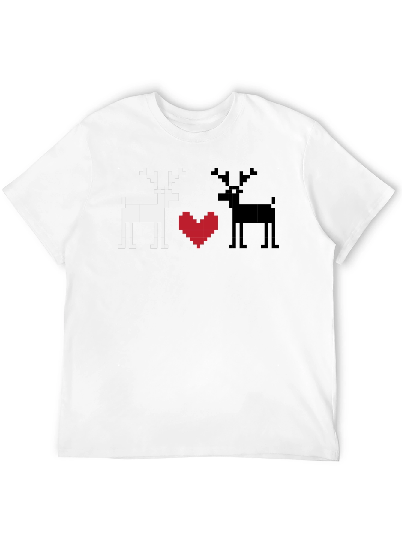 Pixel Deer Love T-Shirt - Black Graphic Tee