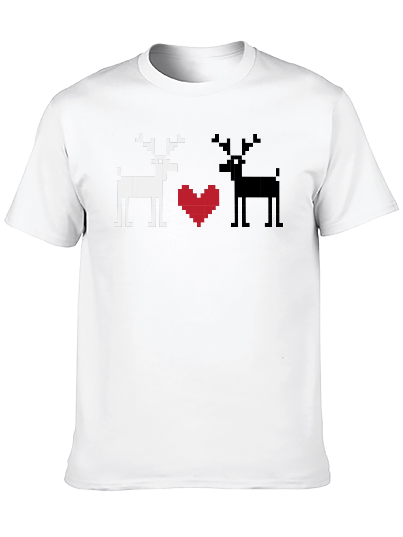 Pixel Deer Love T-Shirt - Black Graphic Tee