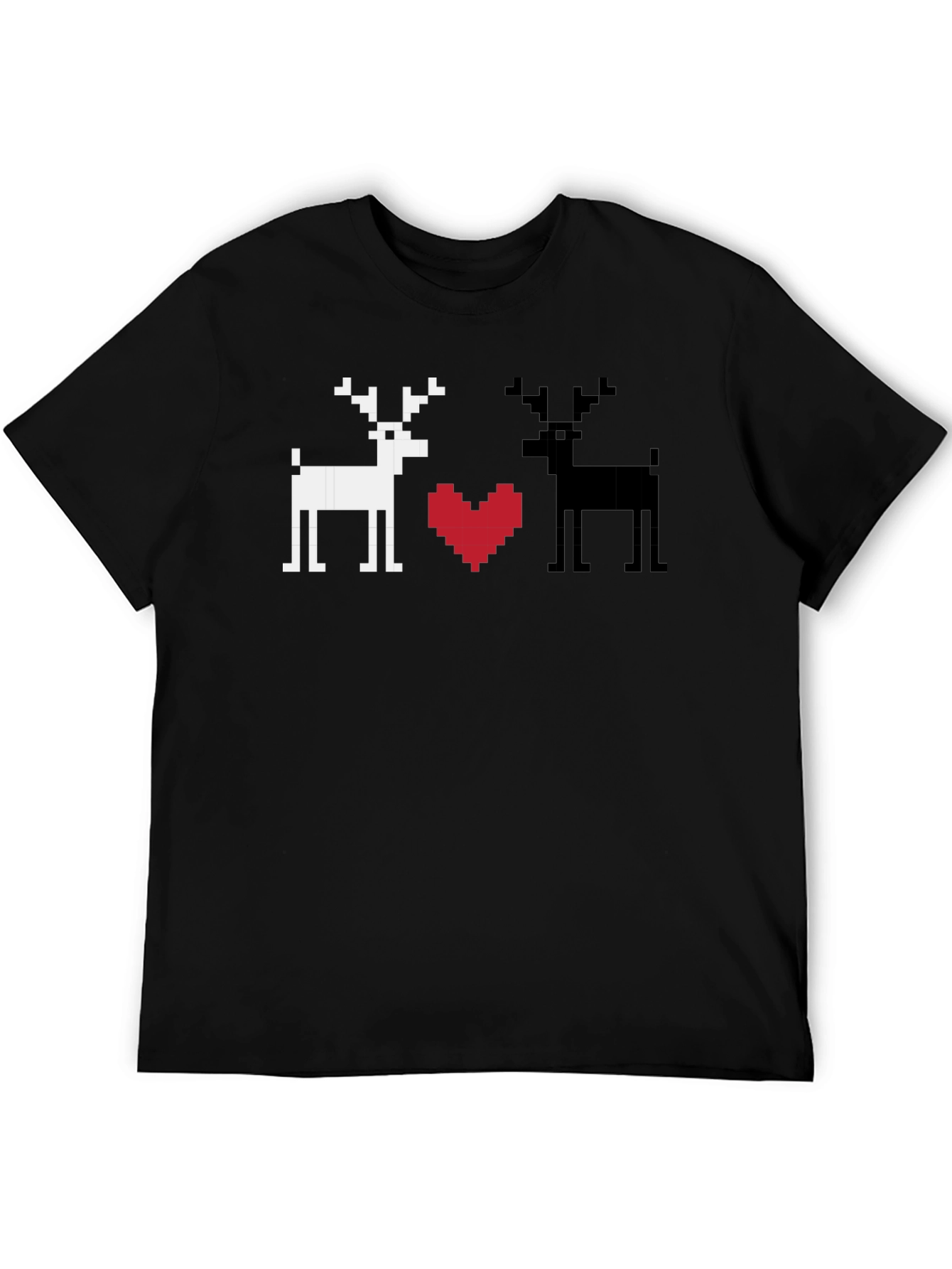 Pixel Deer Love T-Shirt - Black Graphic Tee