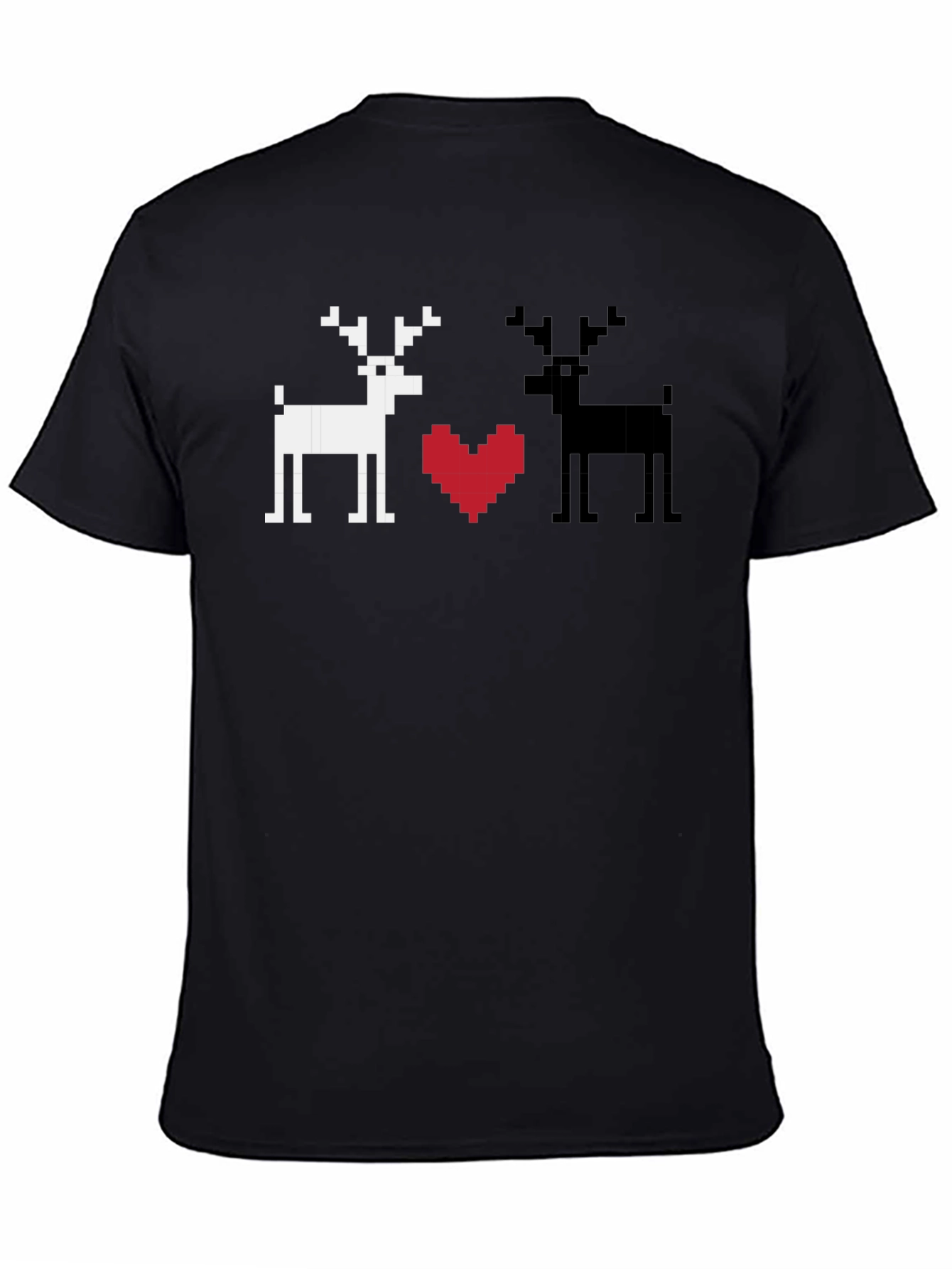 Pixel Deer Love T-Shirt - Black Graphic Tee