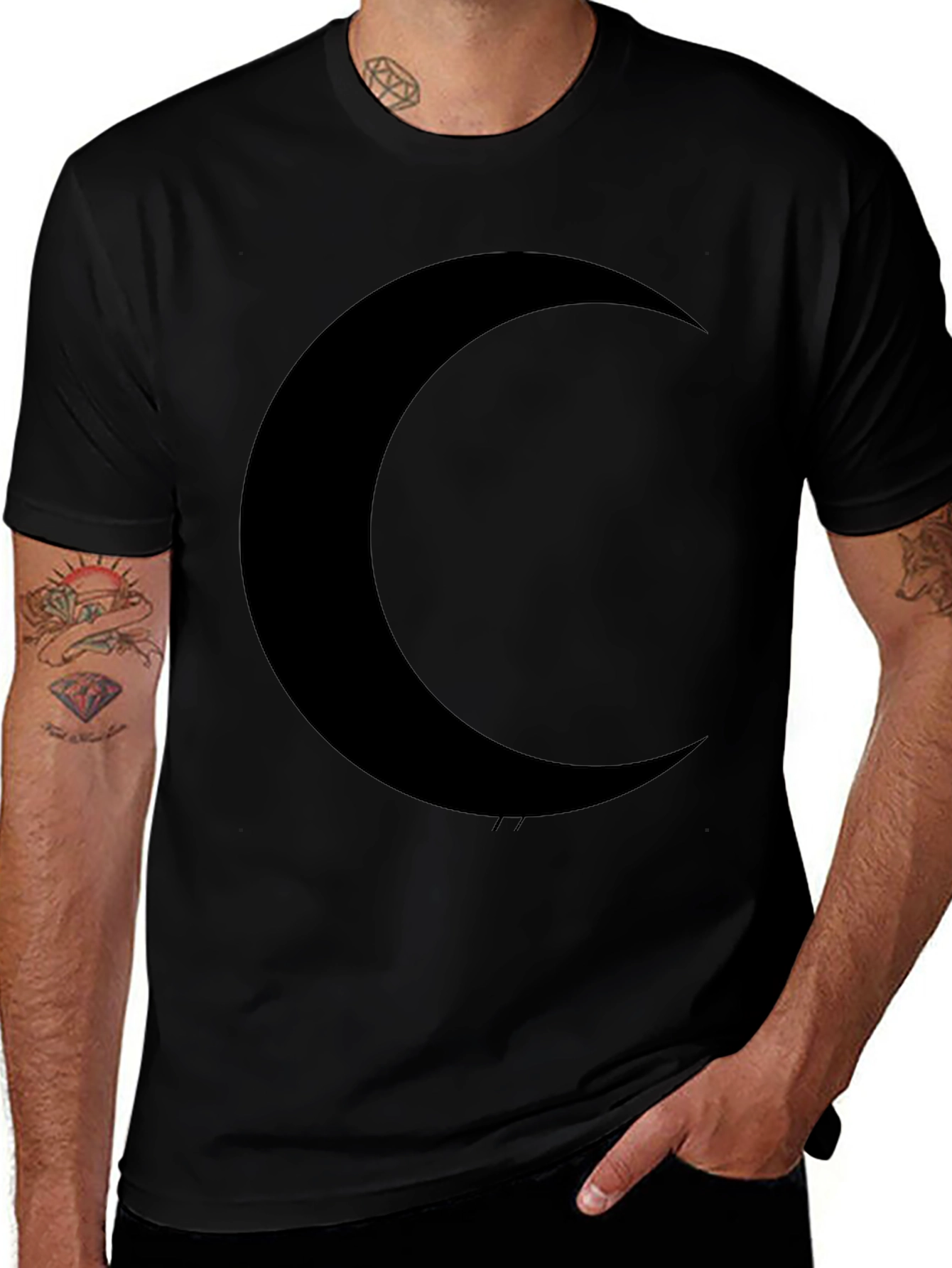Midnight Moon Black T-Shirt - Stylish Crescent Graphic Tee