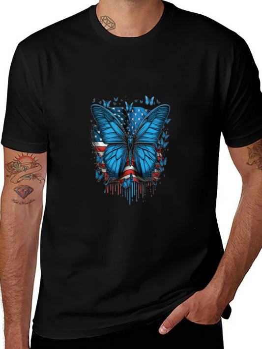 Butterfly American Flag Graphic T-Shirt