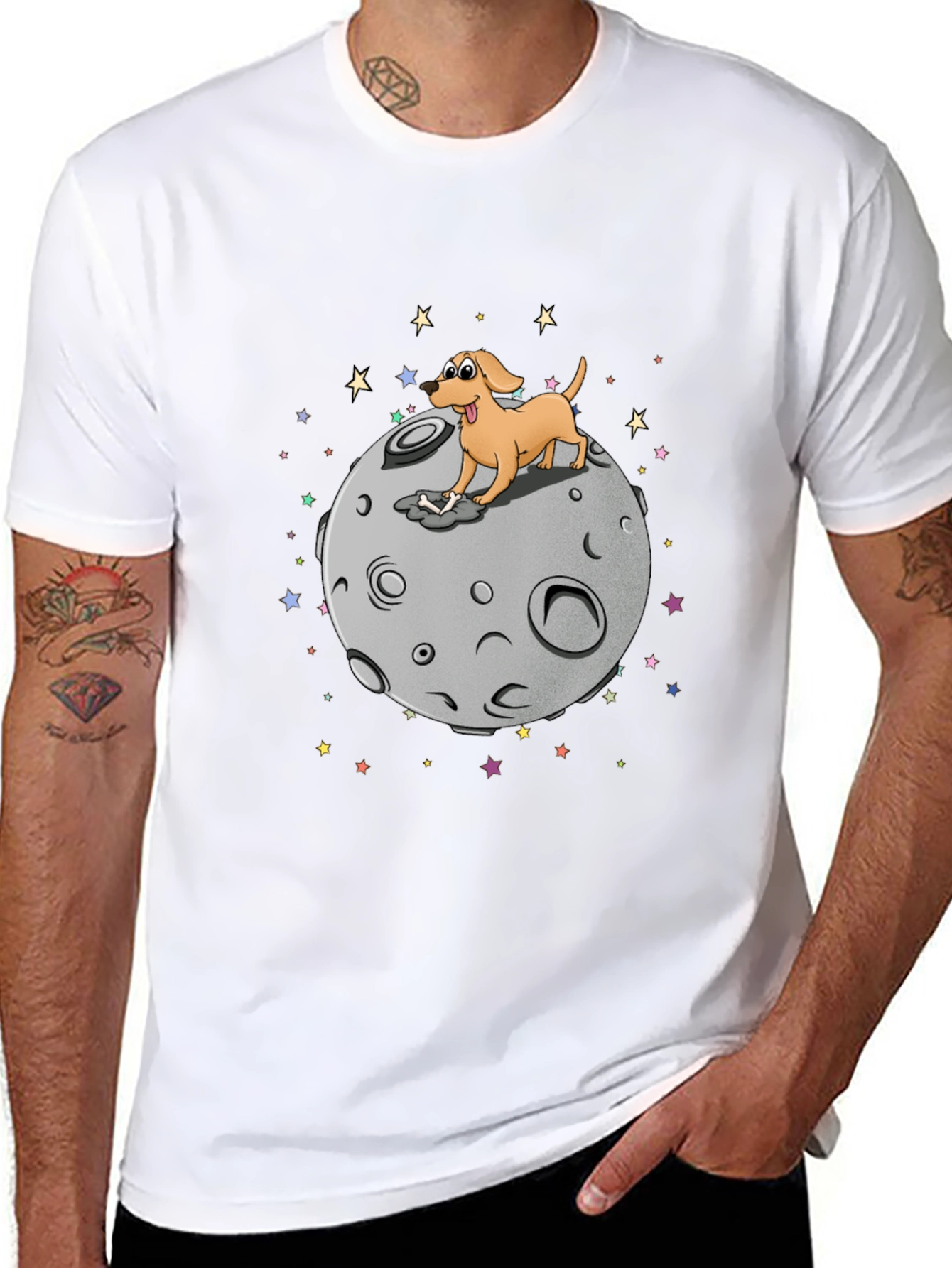 Dog on Moon Graphic T-Shirt