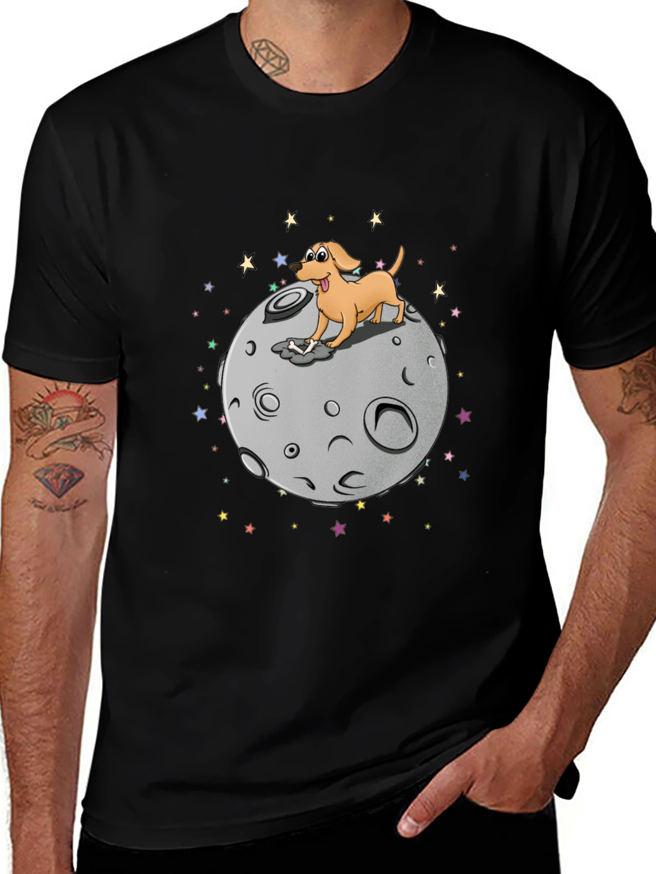 Dog on Moon Graphic T-Shirt