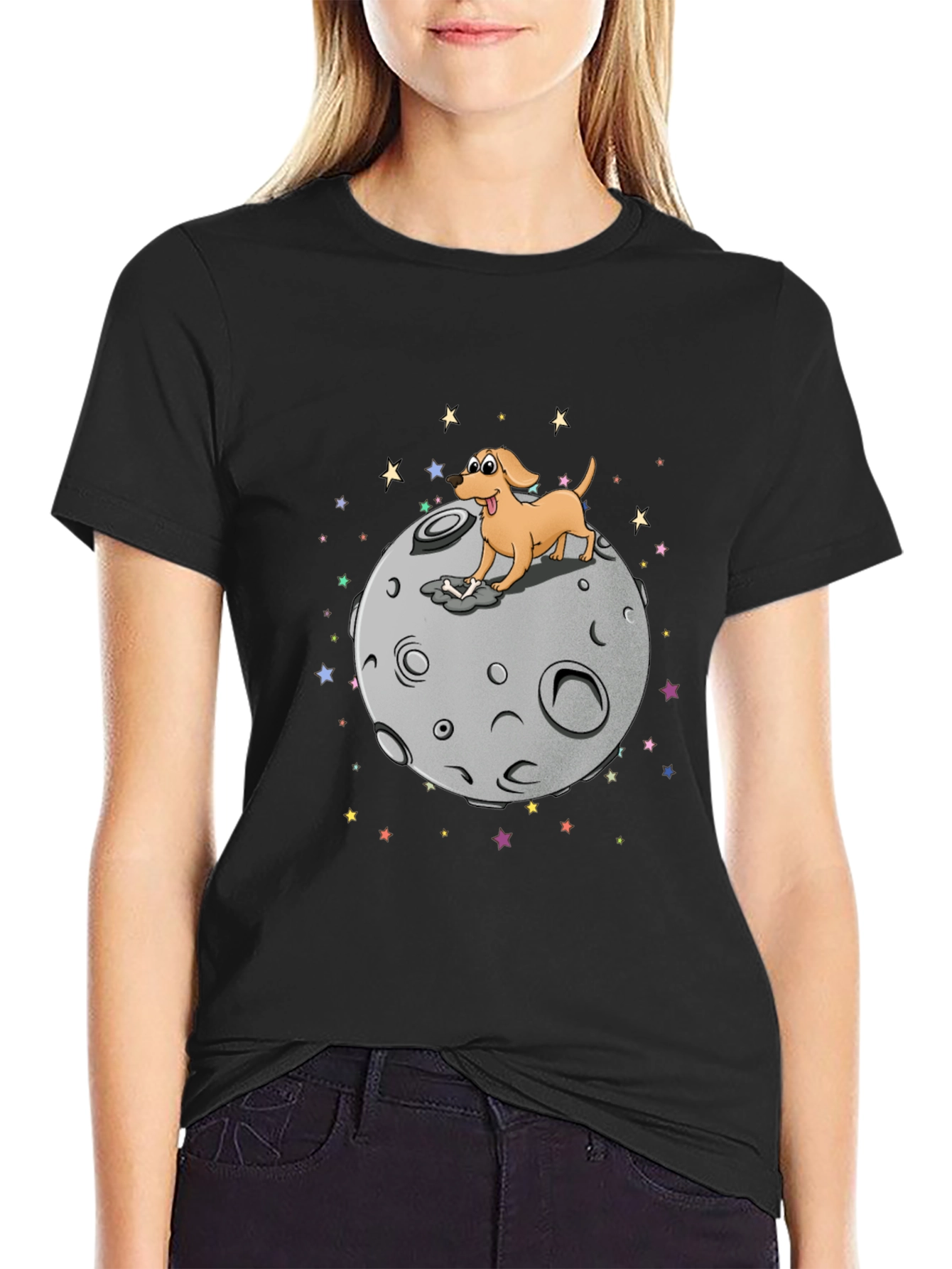 Dog on Moon Graphic T-Shirt