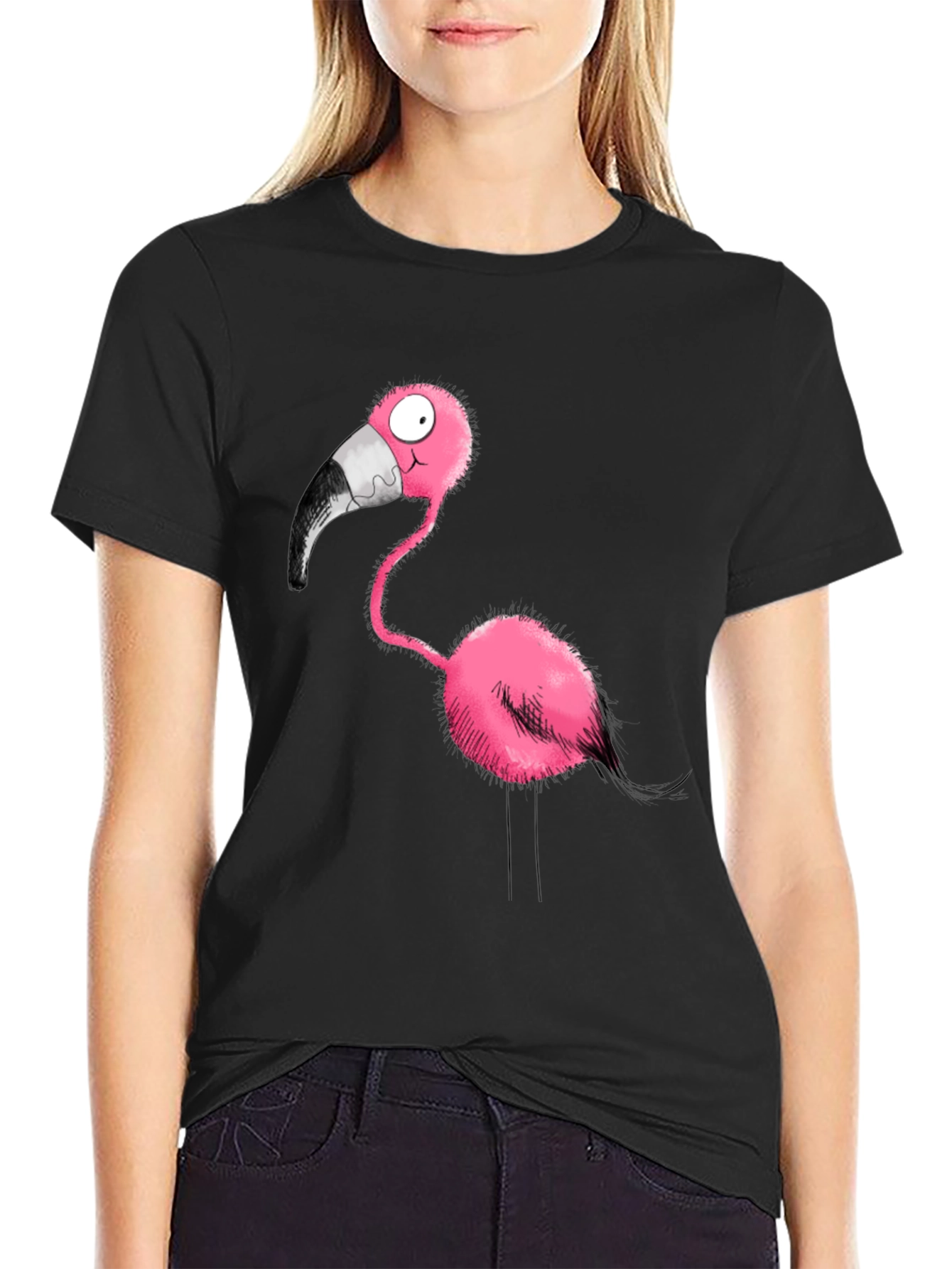 Cartoon Flamingo Graphic Tee - Fun & Unique!