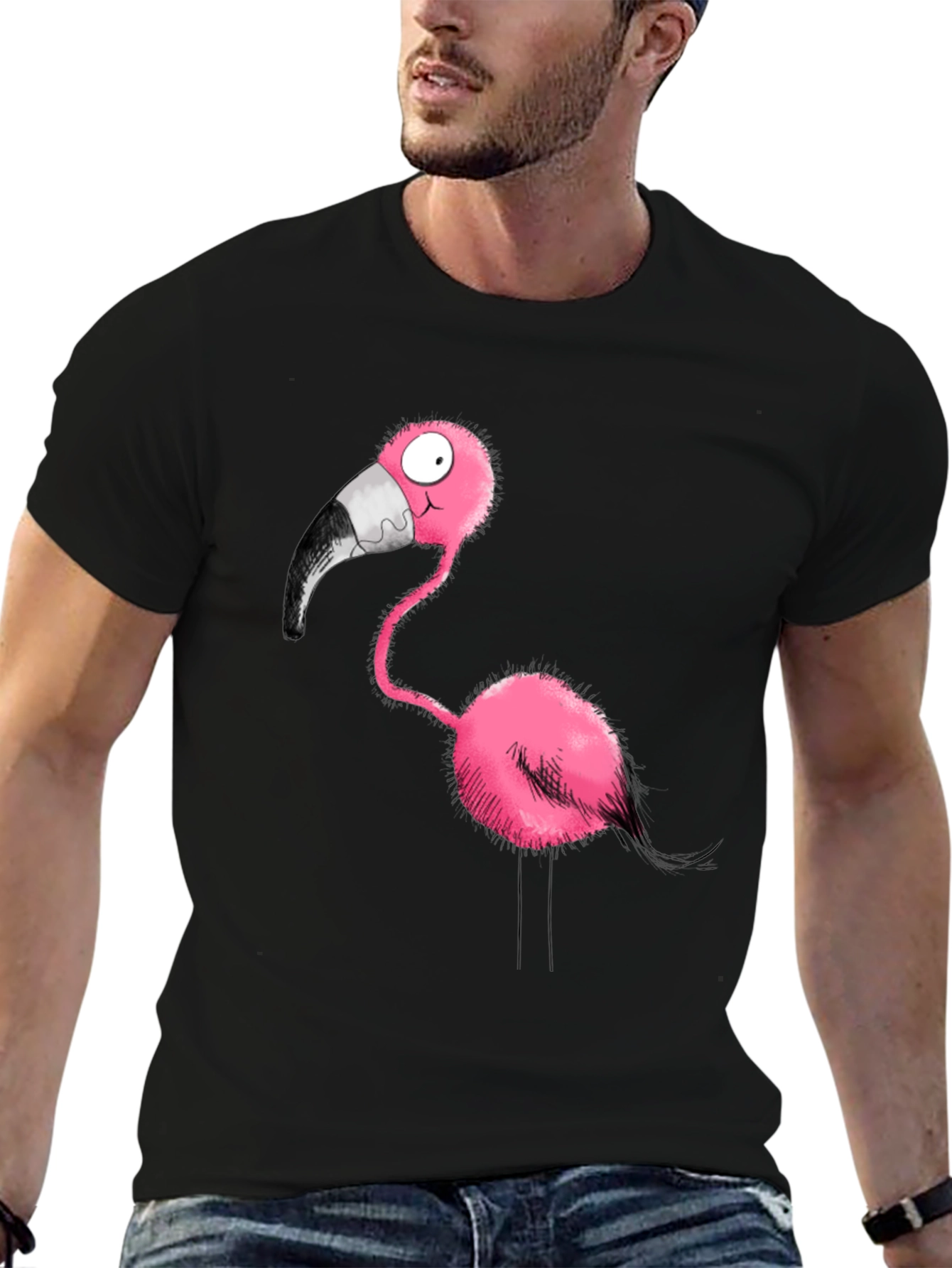 Cartoon Flamingo Graphic Tee - Fun & Unique!