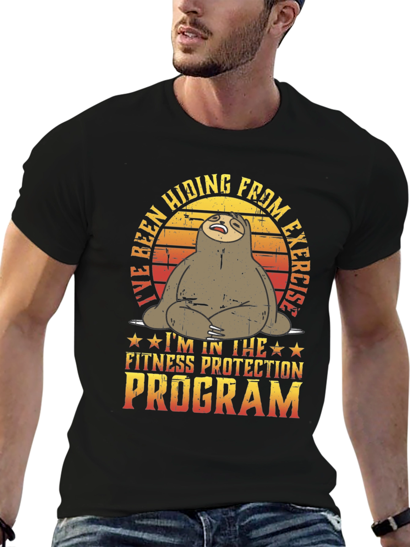 Funny Sloth Fitness Protection Program T-Shirt