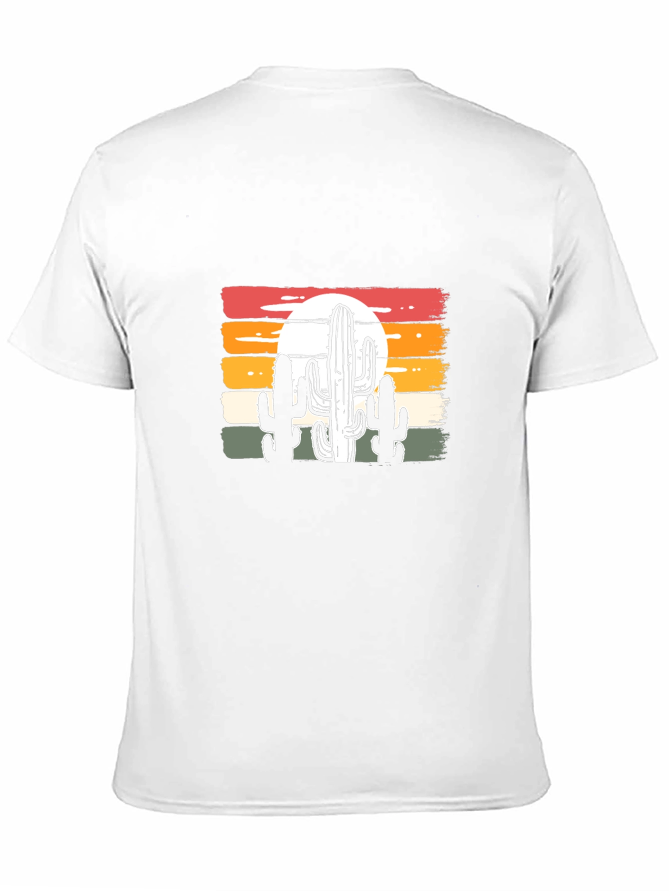 Retro Sunset Cactus Graphic Tee - Black Cotton Blend