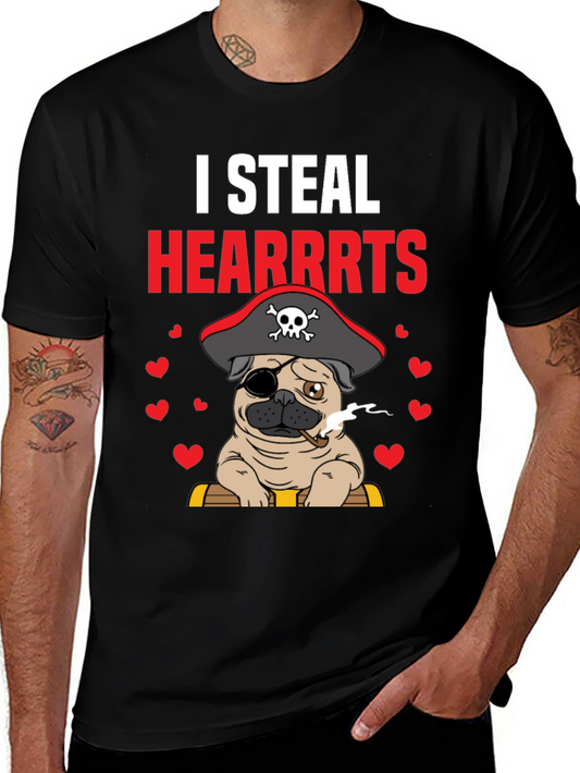 I Steal Hearrrts Pirate Pug T-Shirt