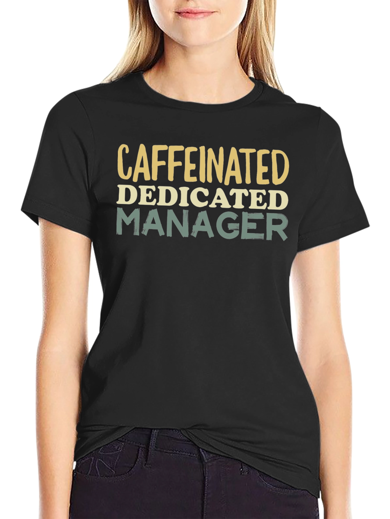 Caffeinated Dedicated Manager Black T-Shirt