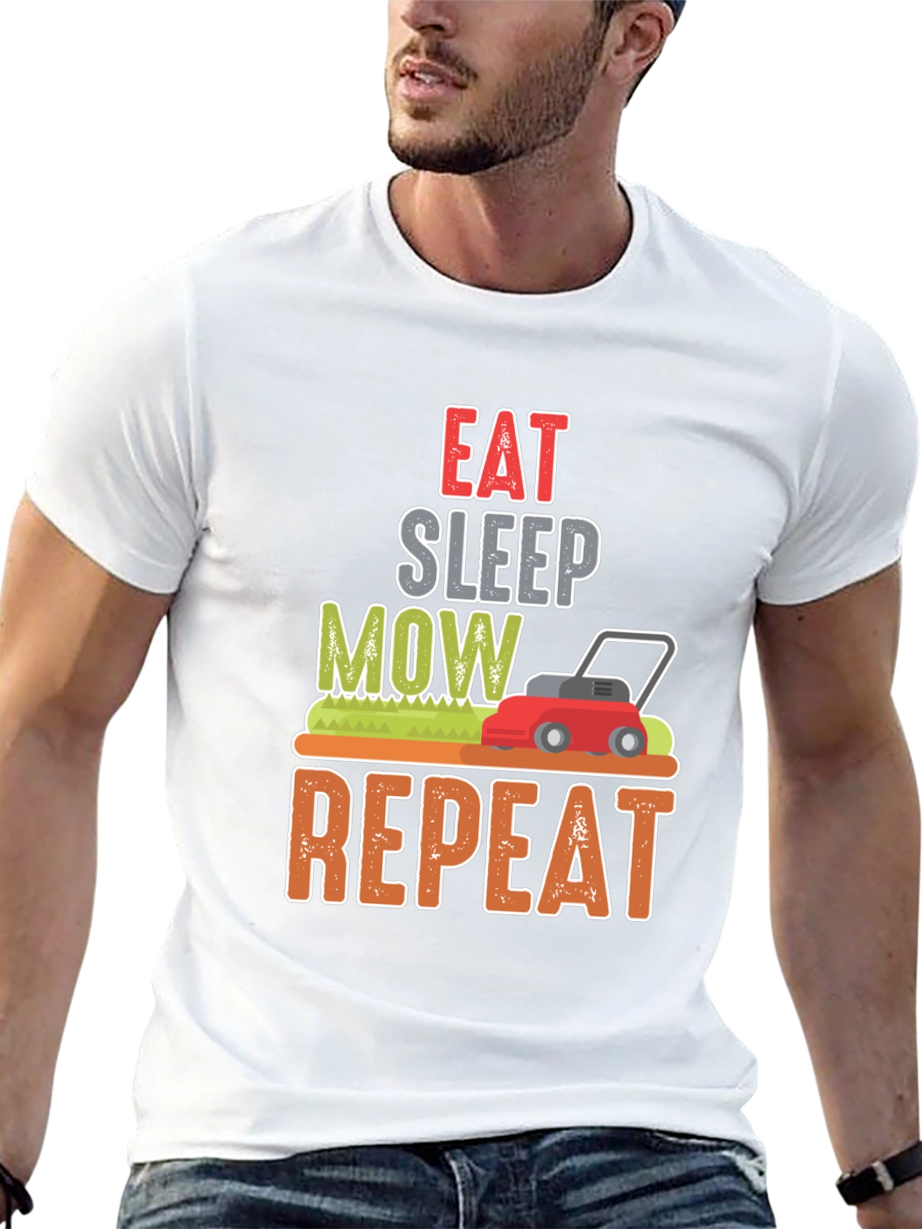 Eat Sleep Mow Repeat Funny Lawn Mowing T-Shirt
