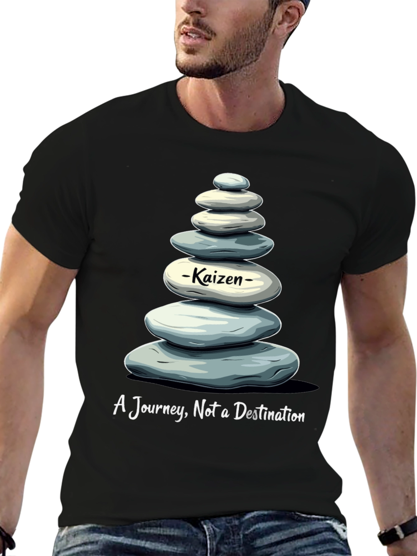 Kaizen Stone Stack T-Shirt - Journey Not Destination