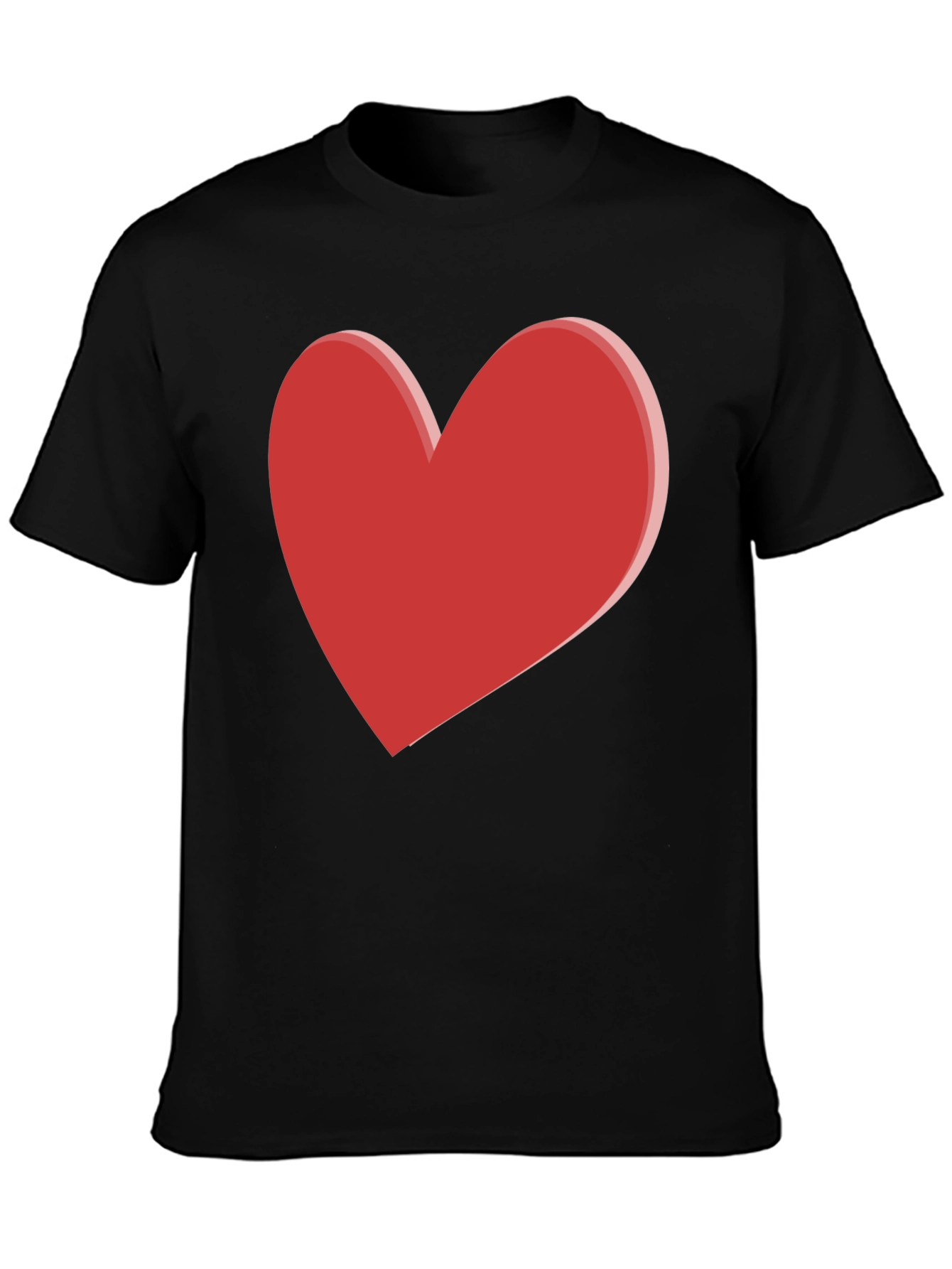 Bold Red Heart Graphic Black T-Shirt