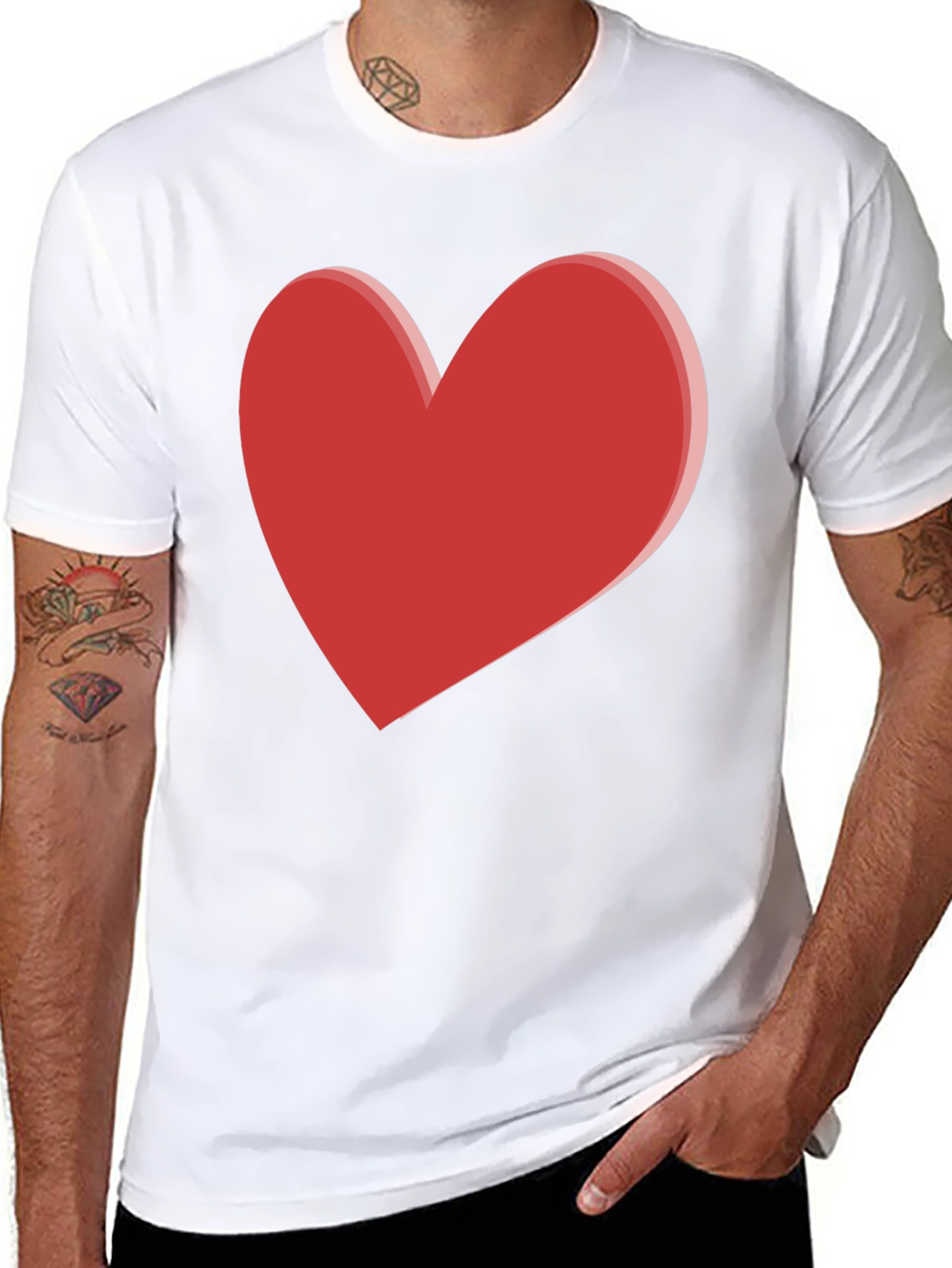 Bold Red Heart Graphic Black T-Shirt