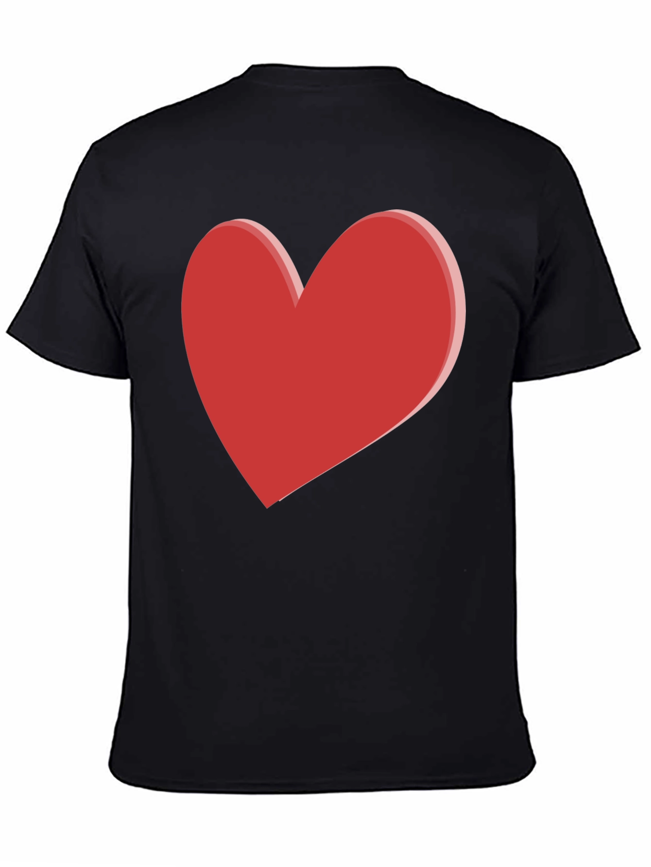 Bold Red Heart Graphic Black T-Shirt