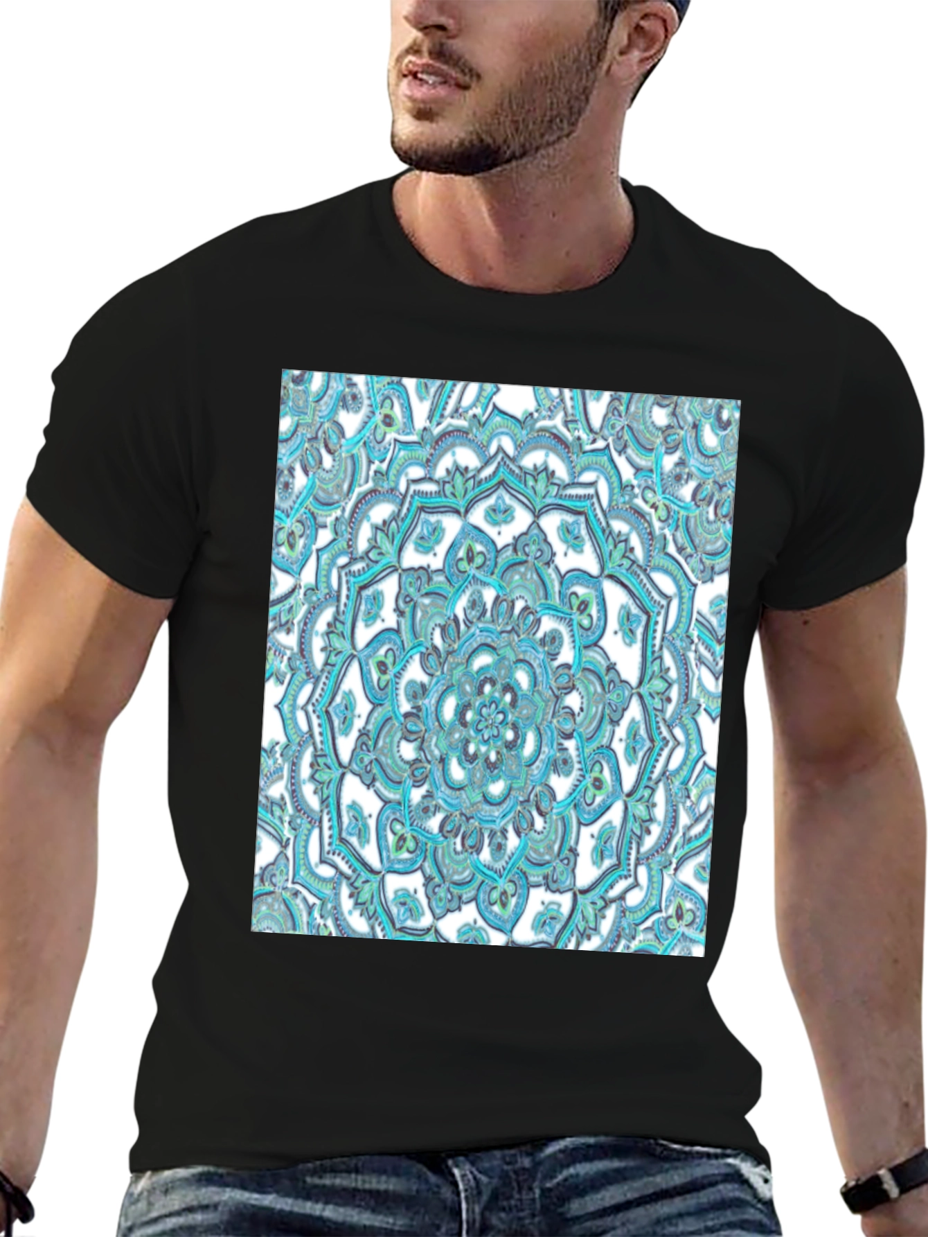 Mandala Graphic Tee - Soft Black Cotton T-Shirt
