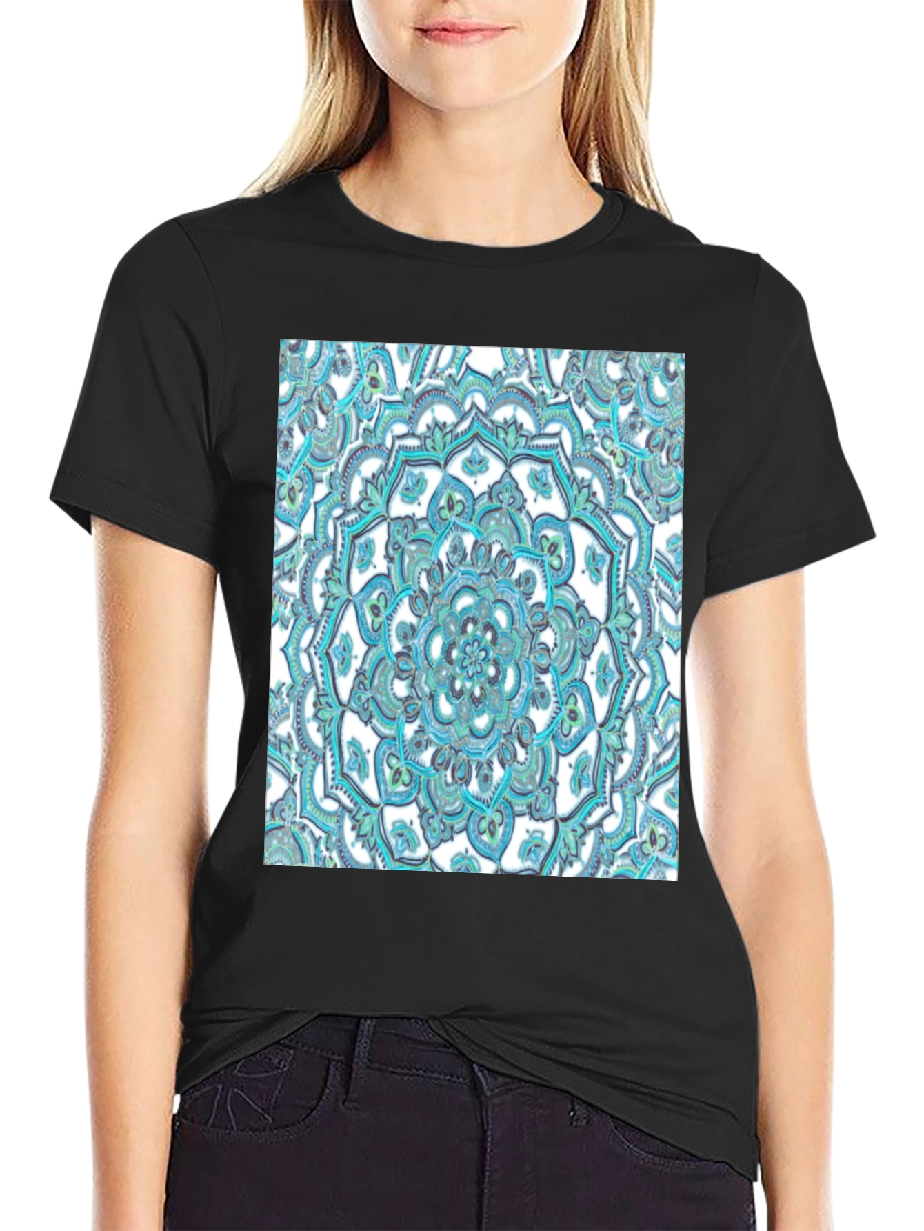 Mandala Graphic Tee - Soft Black Cotton T-Shirt