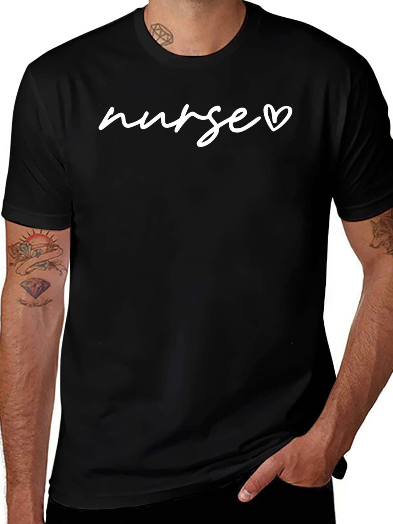 Nurse Heart T-Shirt - Black Short Sleeve