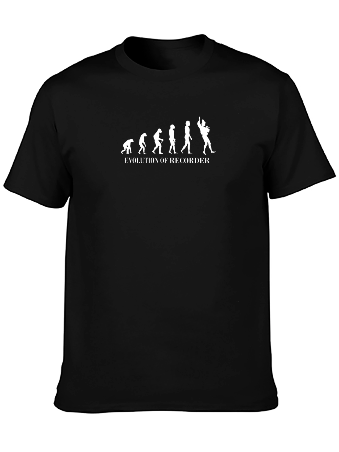 Evolution of Recorder Black Graphic Tee