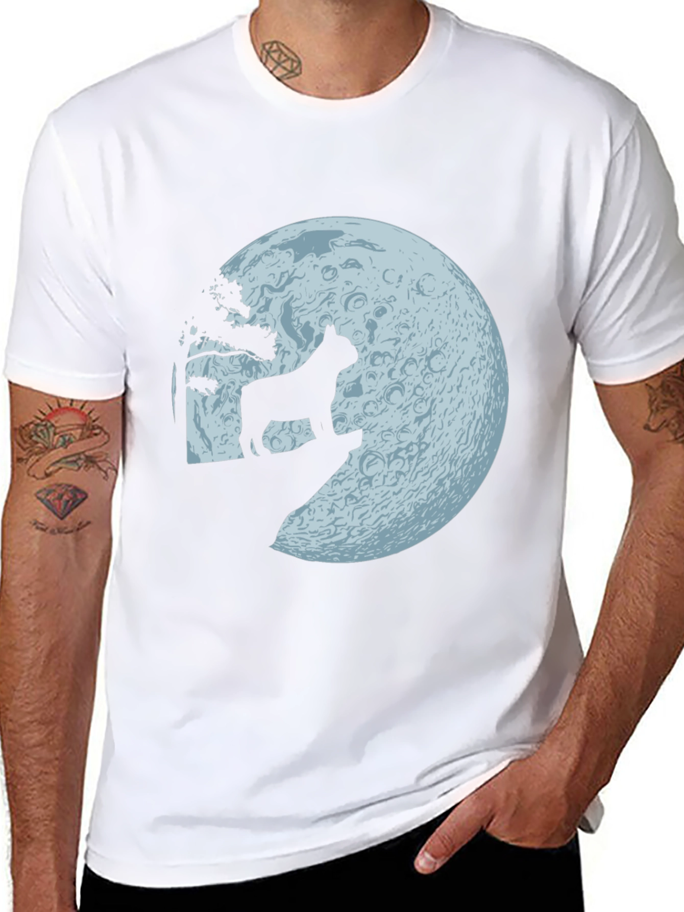 Dog Howling at Moon Graphic Tee
