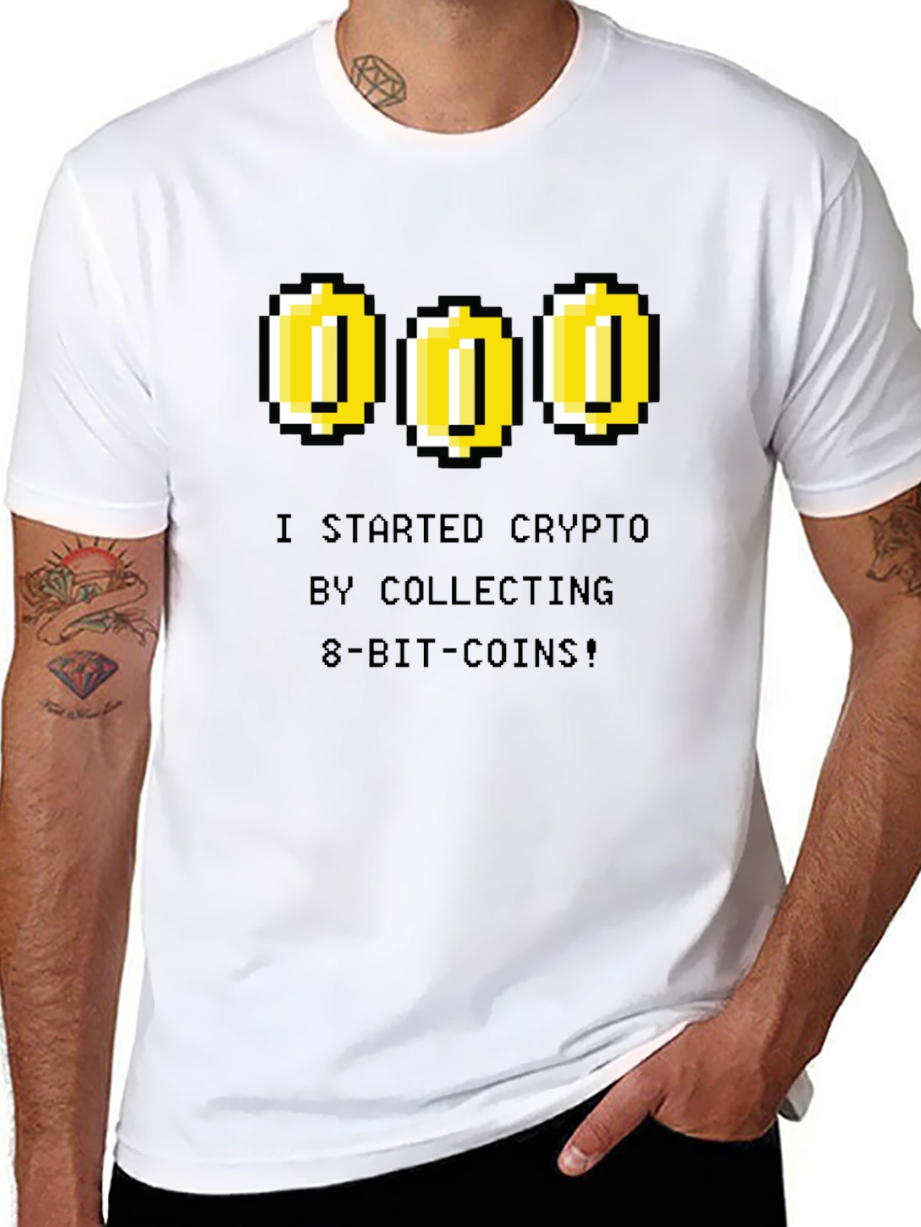Crypto 8-Bit Coin Black T-Shirt