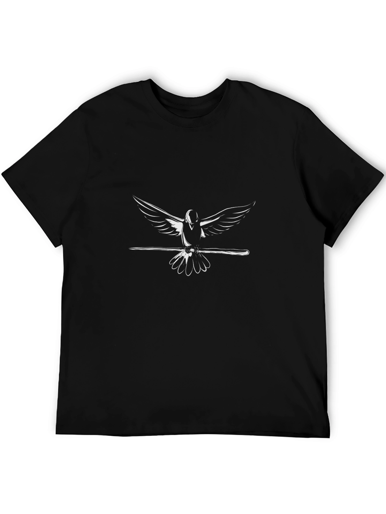 Black Graphic Tee - Dove Perched on Branch