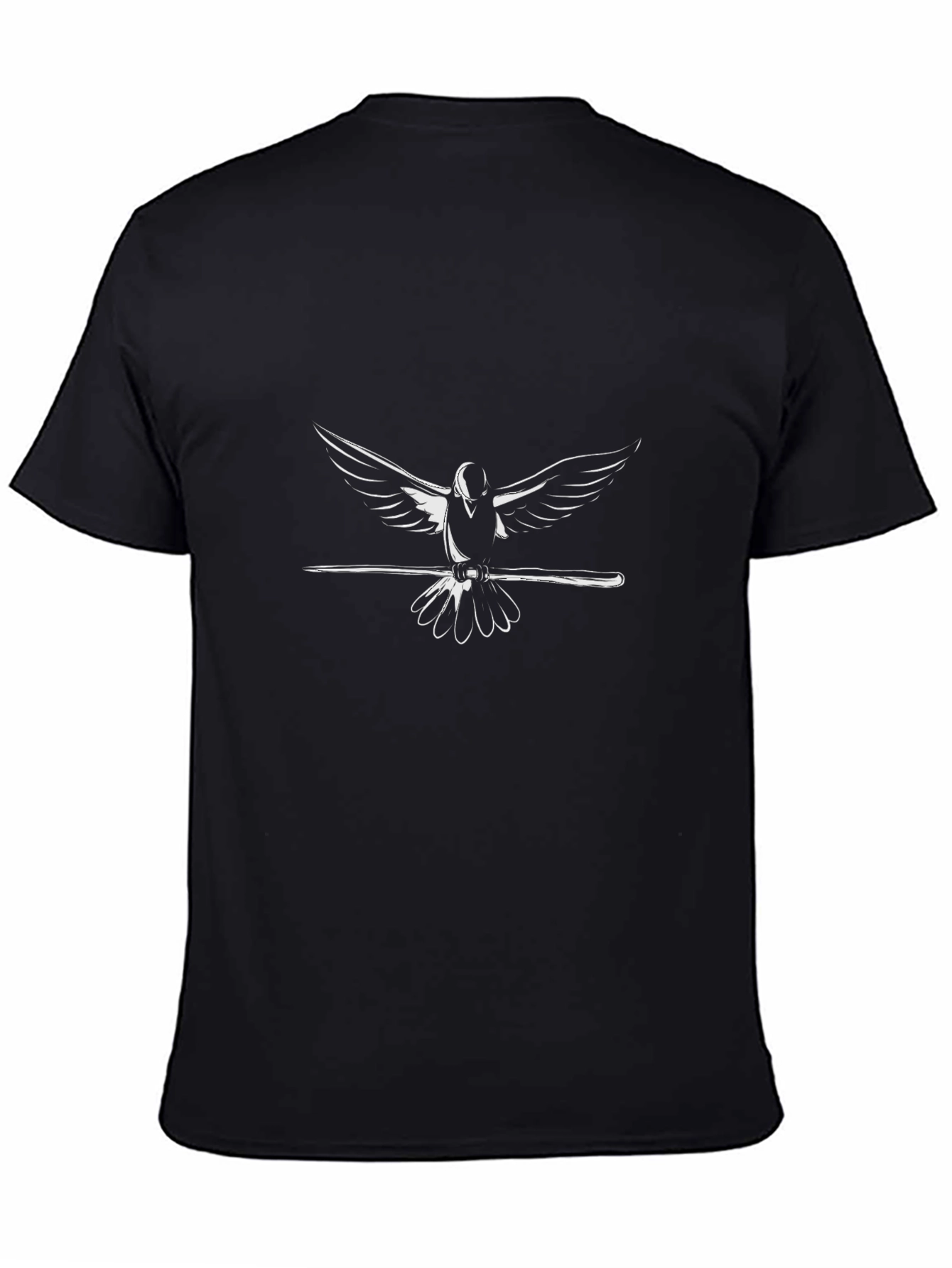 Black Graphic Tee - Dove Perched on Branch