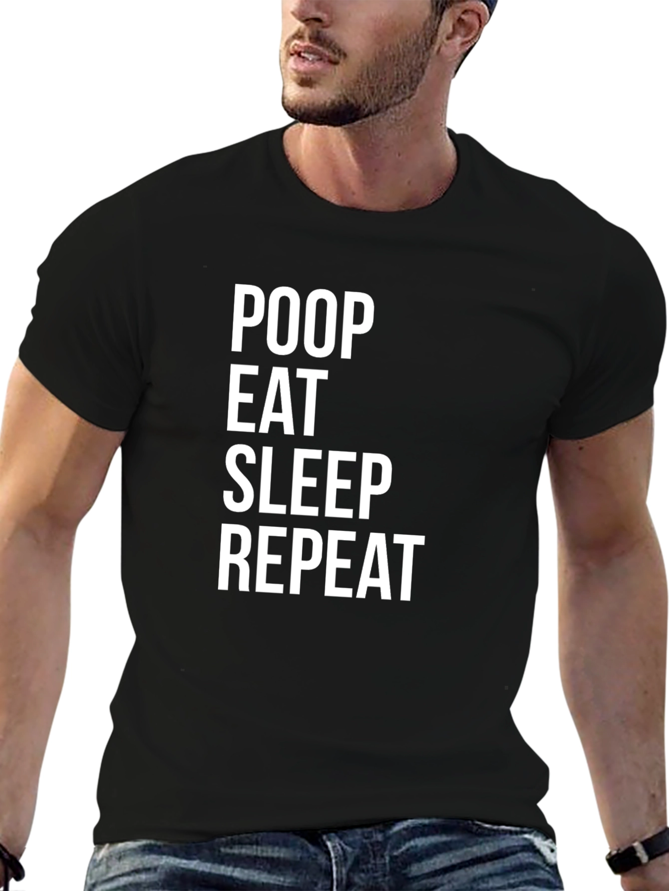 Poop Eat Sleep Repeat Graphic Tee - Black