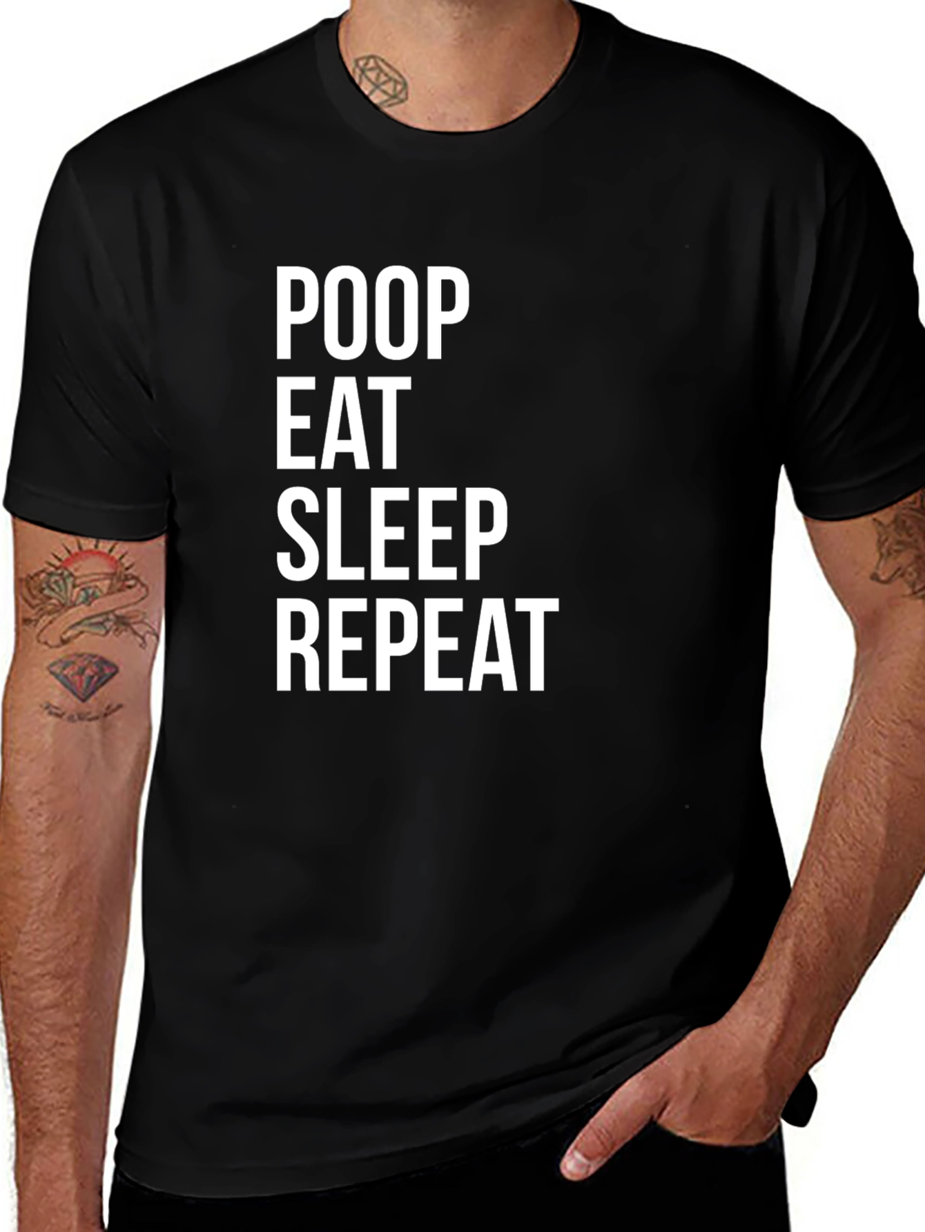 Poop Eat Sleep Repeat Graphic Tee - Black