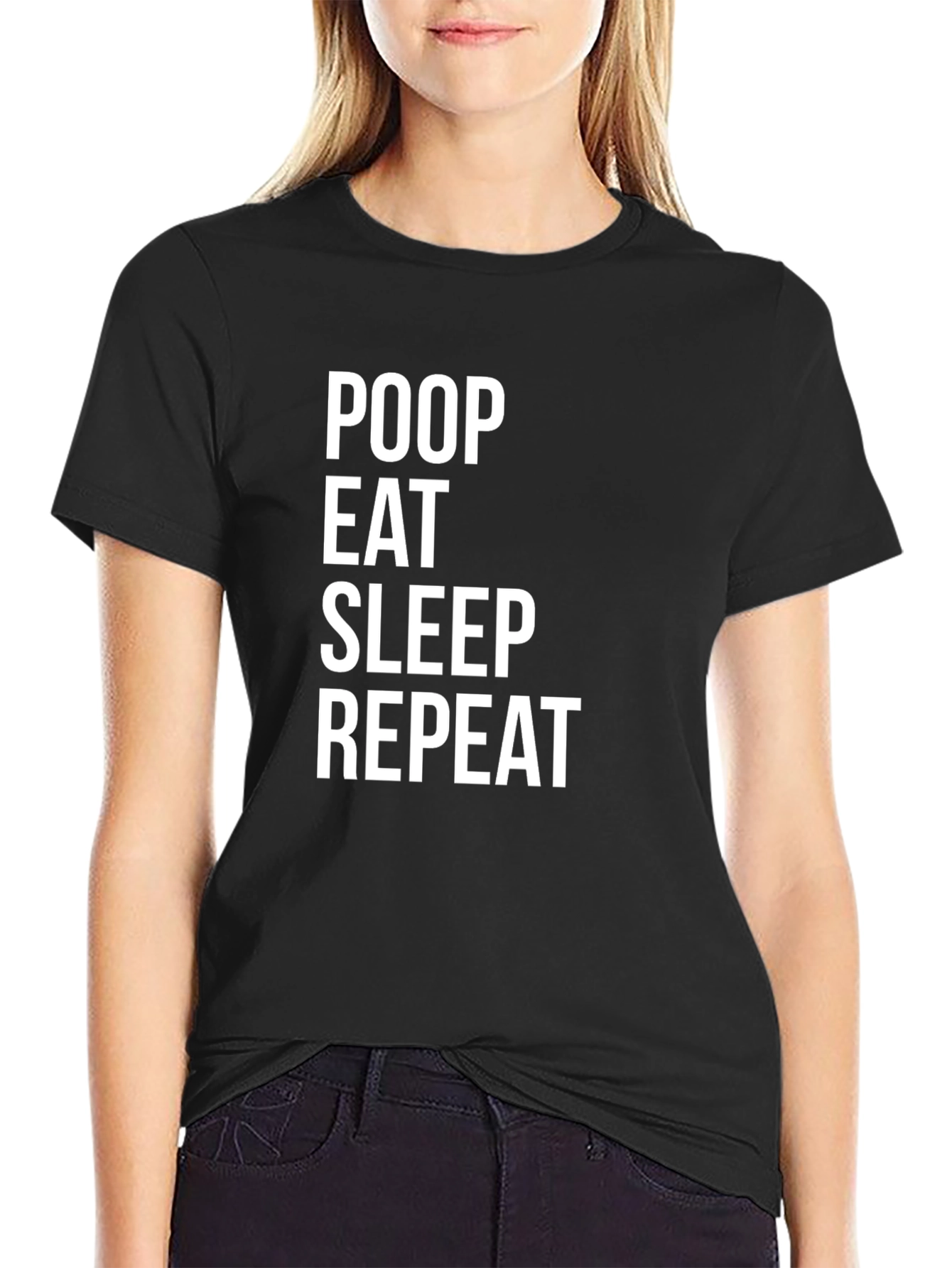 Poop Eat Sleep Repeat Graphic Tee - Black