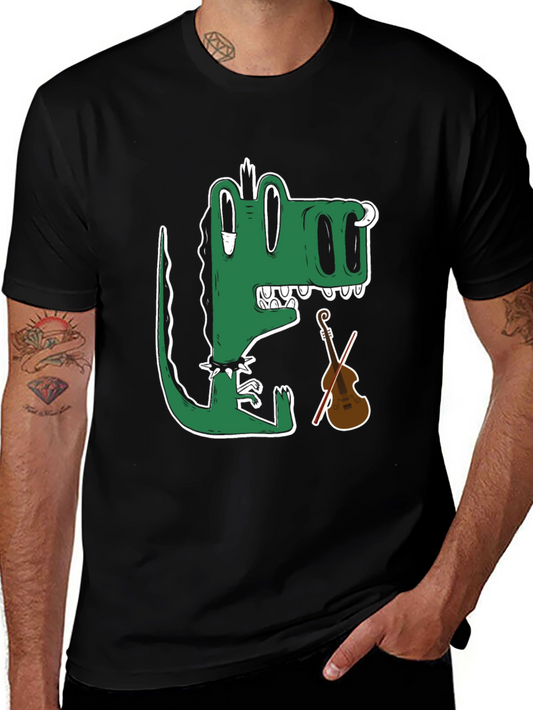 Gator Musician T-Shirt - Cartoon Crocodile Plays Violin