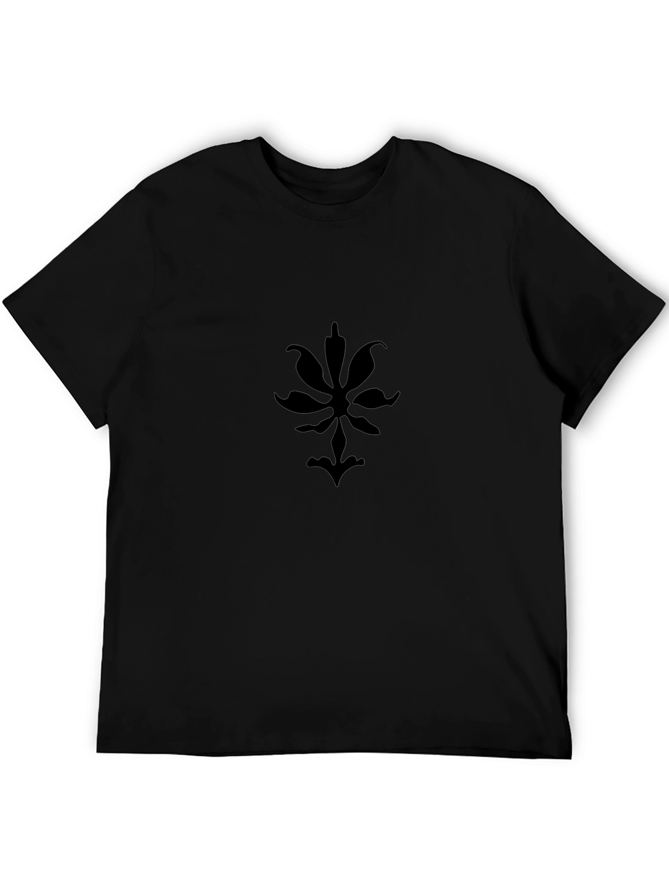 Mens Black Graphic Tee - Abstract Floral Design