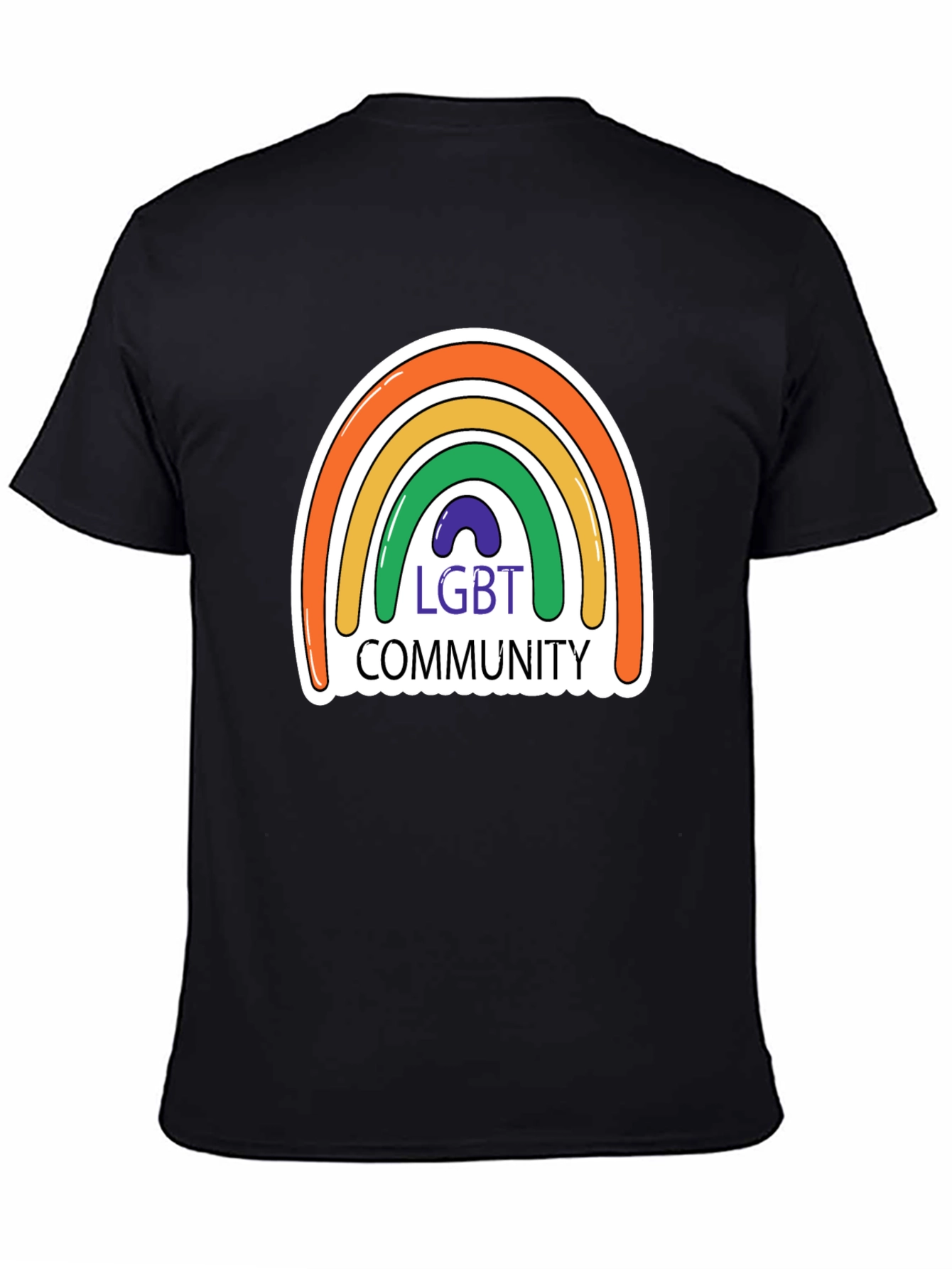 LGBT Community Rainbow Graphic Tee - Black