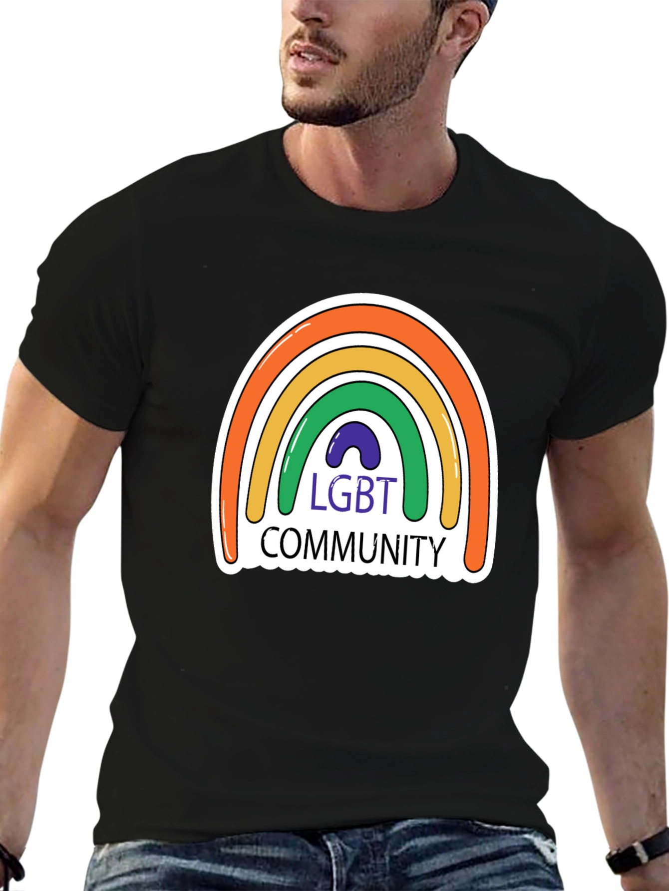 LGBT Community Rainbow Graphic Tee - Black