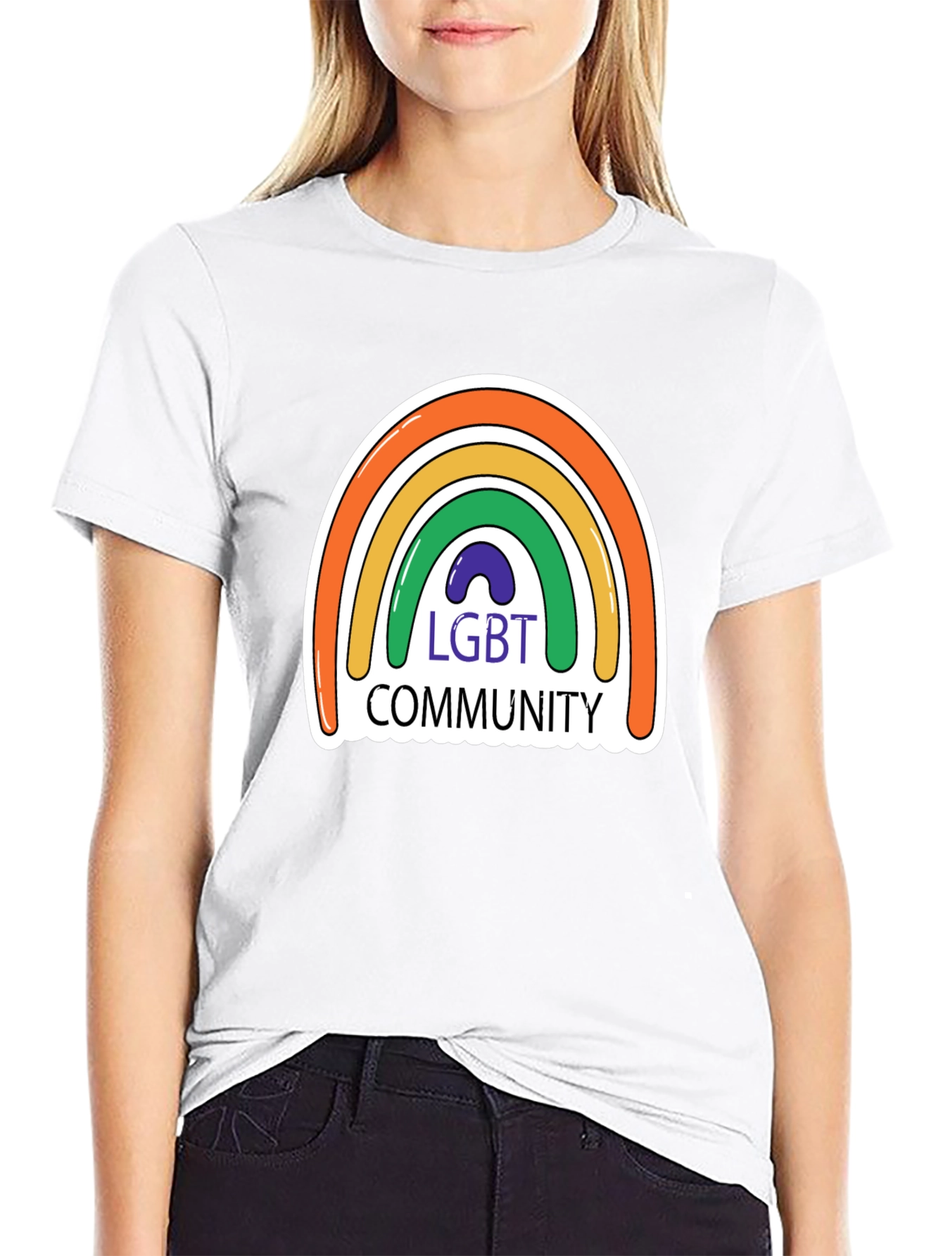 LGBT Community Rainbow Graphic Tee - Black