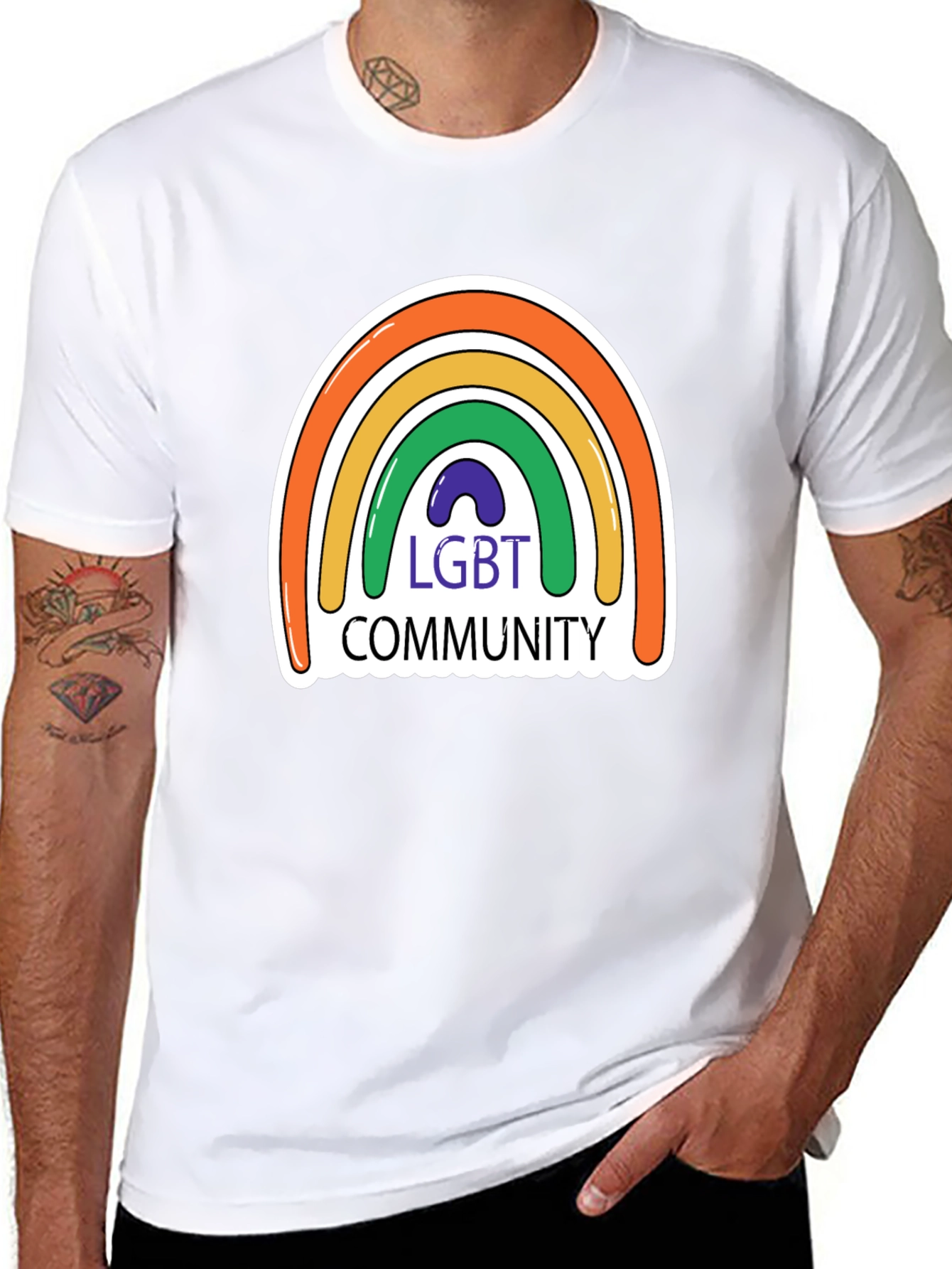 LGBT Community Rainbow Graphic Tee - Black