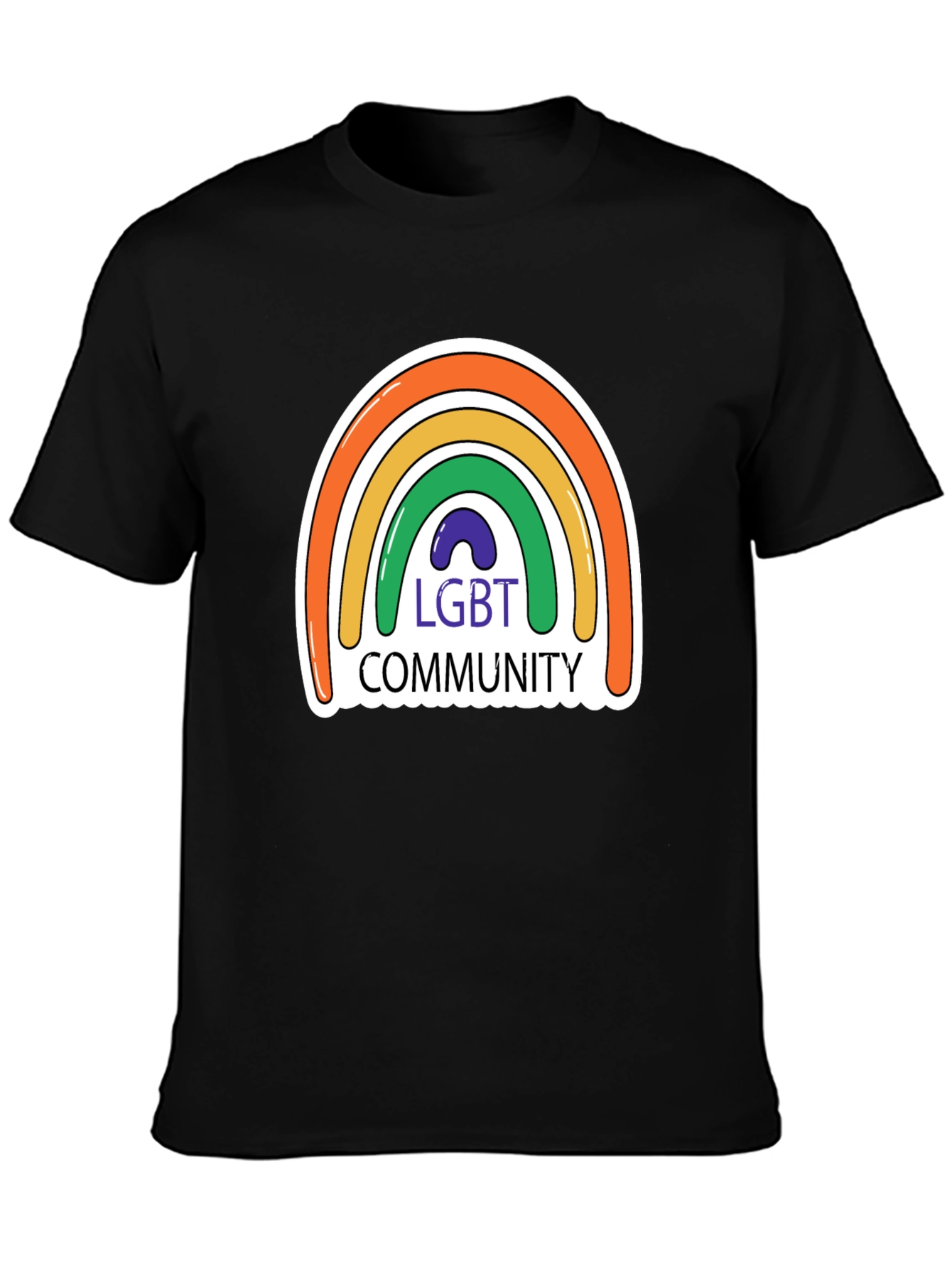 LGBT Community Rainbow Graphic Tee - Black
