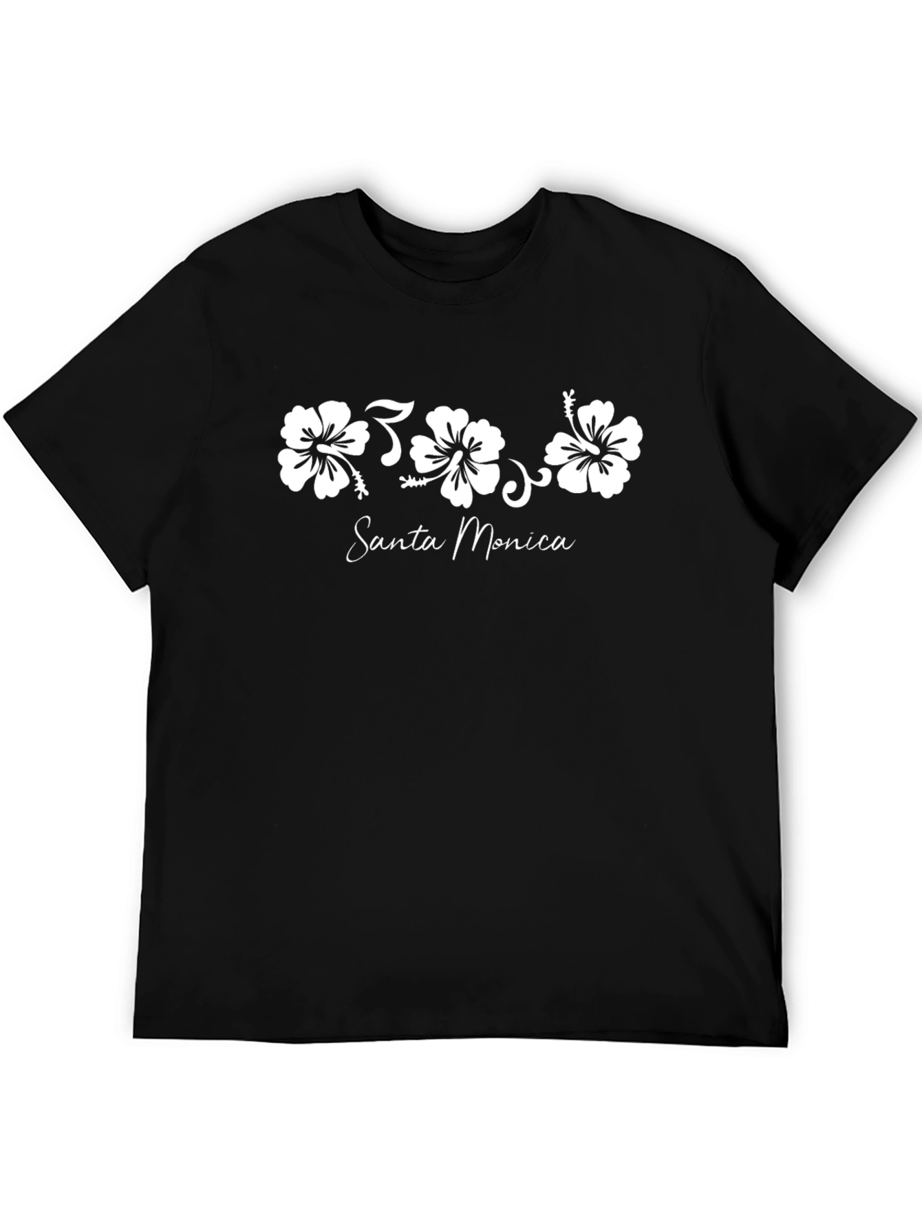 Santa Monica Hibiscus Flower Graphic Tee - Black