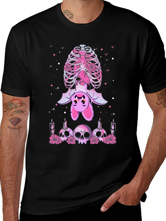 Gothic Bat & Skulls Graphic Tee