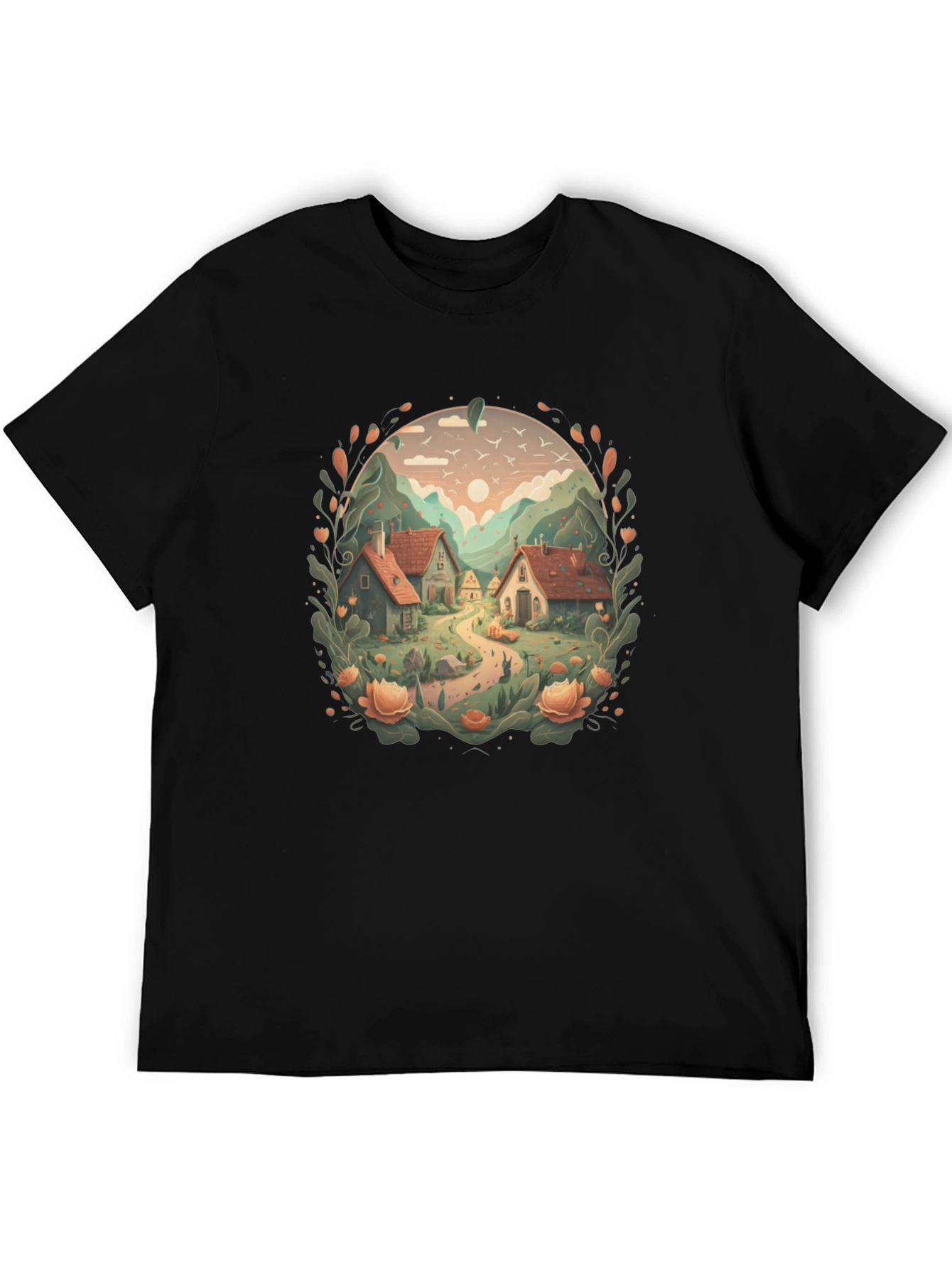 Scenic Village Graphic Tee - Nature Lovers T-Shirt