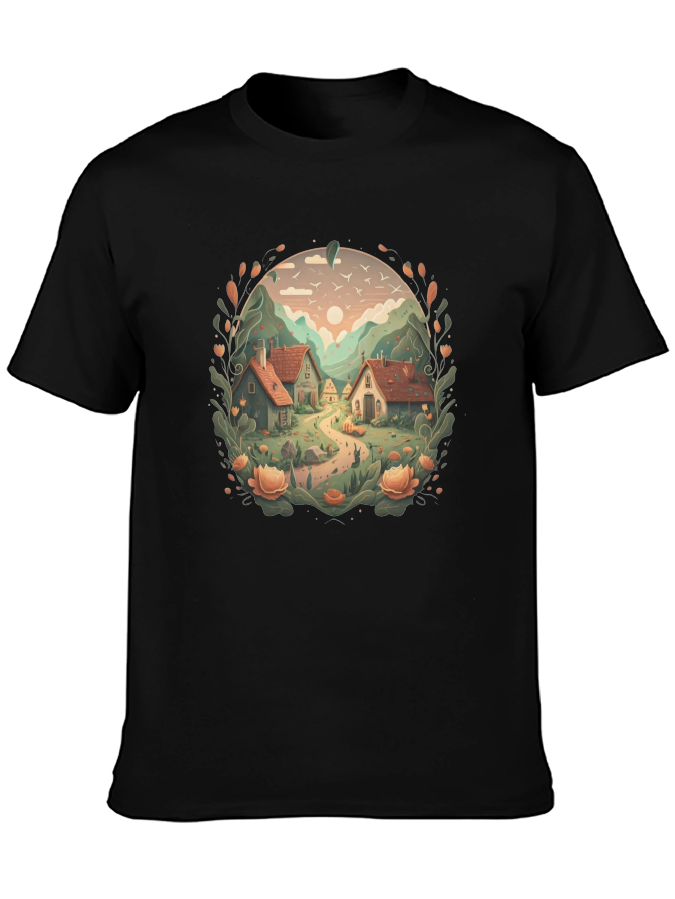 Scenic Village Graphic Tee - Nature Lovers T-Shirt