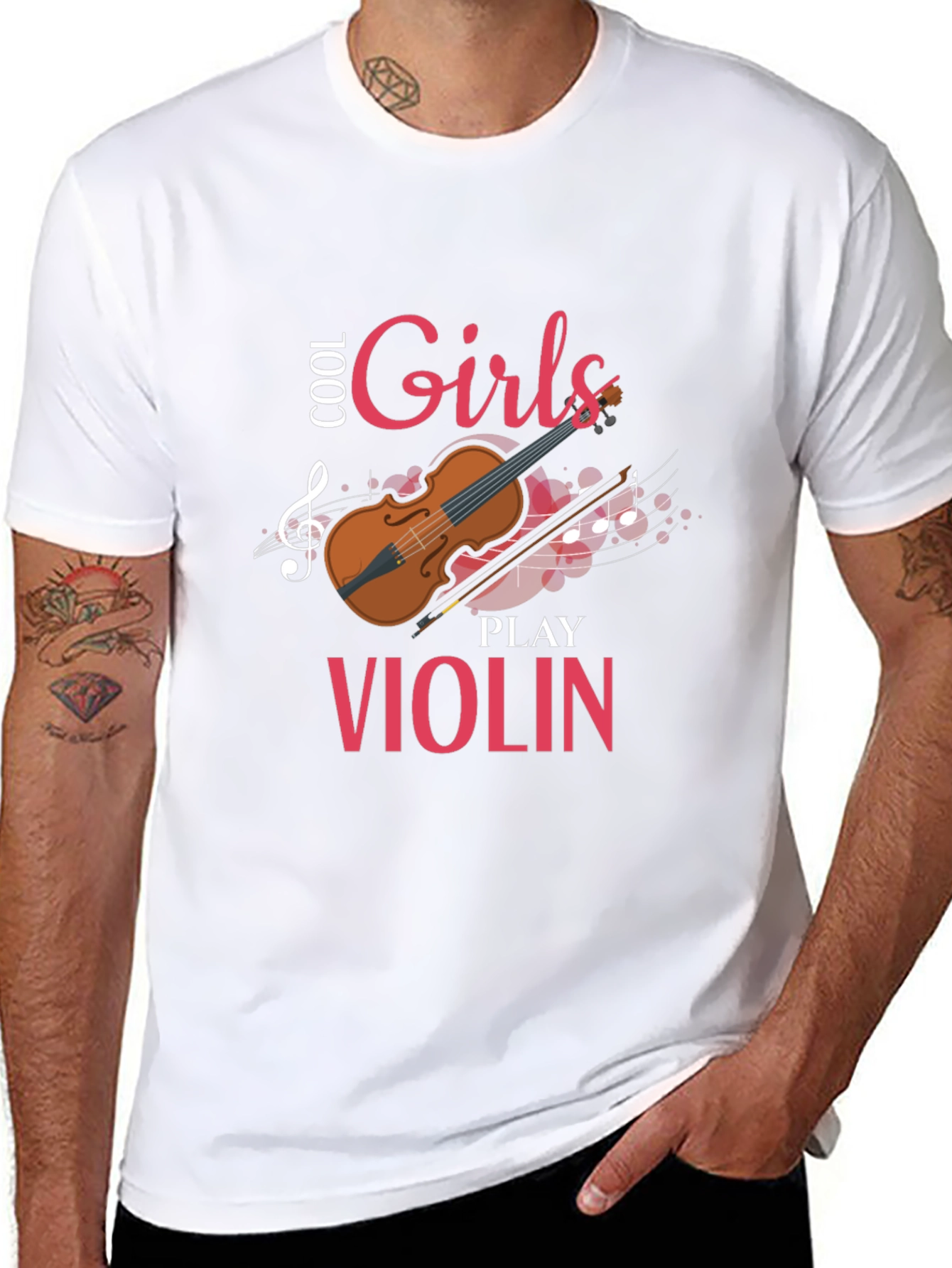 Cool Girls Play Violin Graphic Tee Shirt