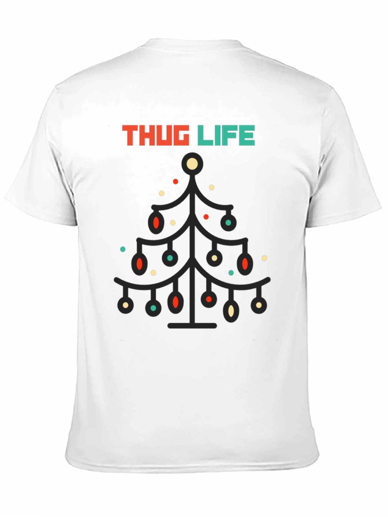 Thug Life Christmas Tree Graphic Tee - Black