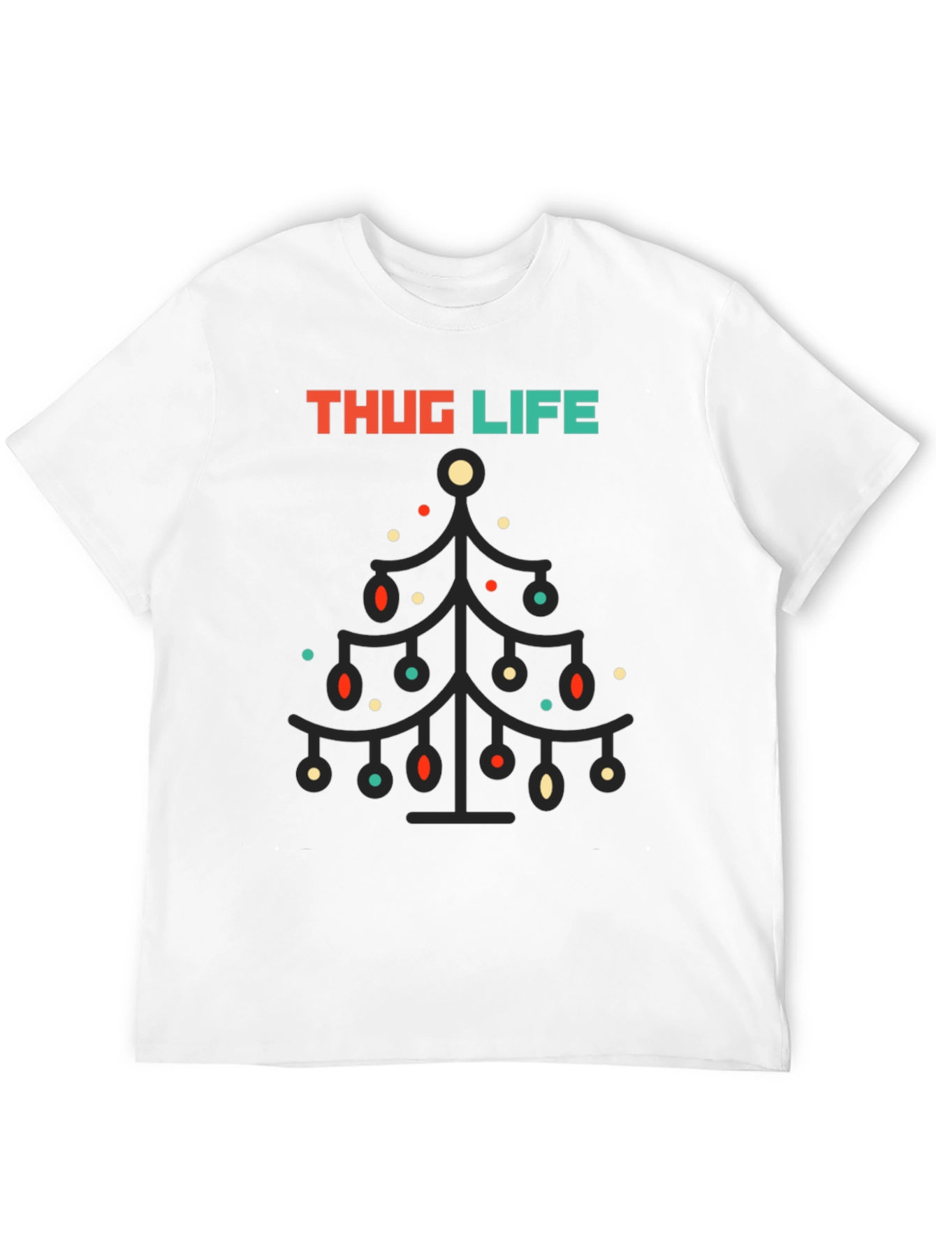 Thug Life Christmas Tree Graphic Tee - Black