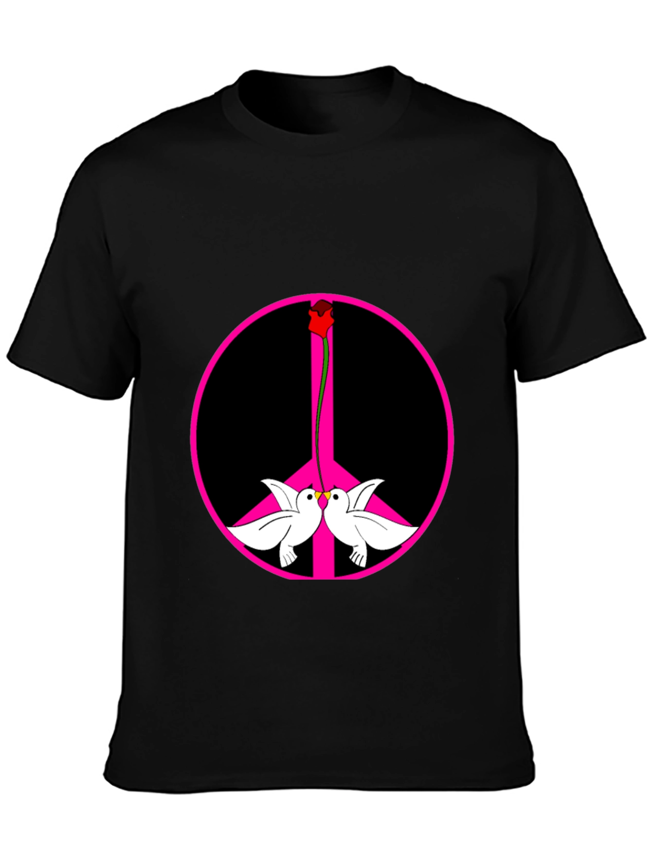 Peace Dove & Rose Graphic Tee - Black