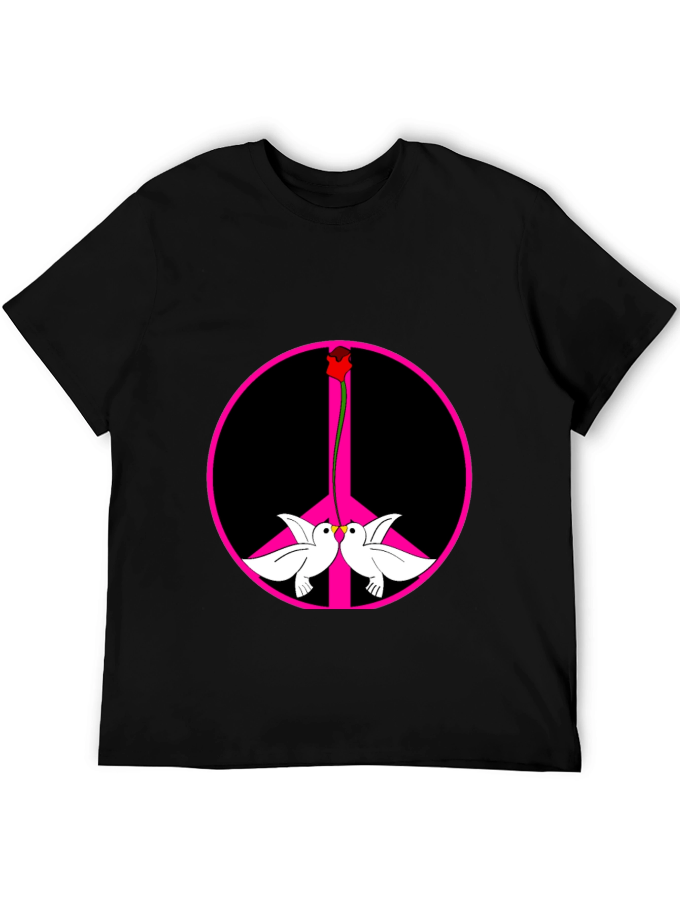 Peace Dove & Rose Graphic Tee - Black