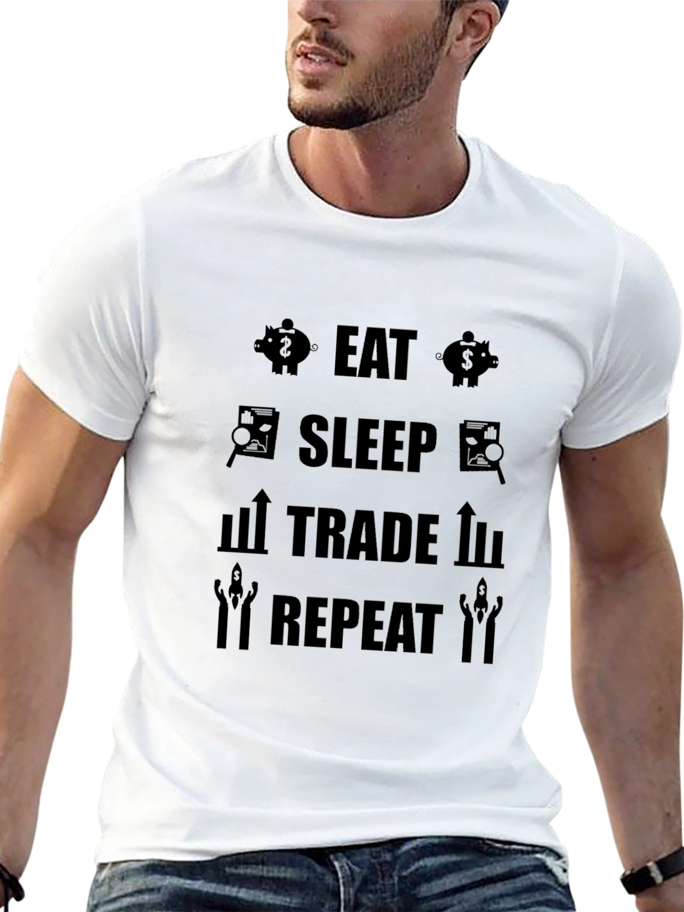Eat Sleep Trade Repeat Graphic T-Shirt